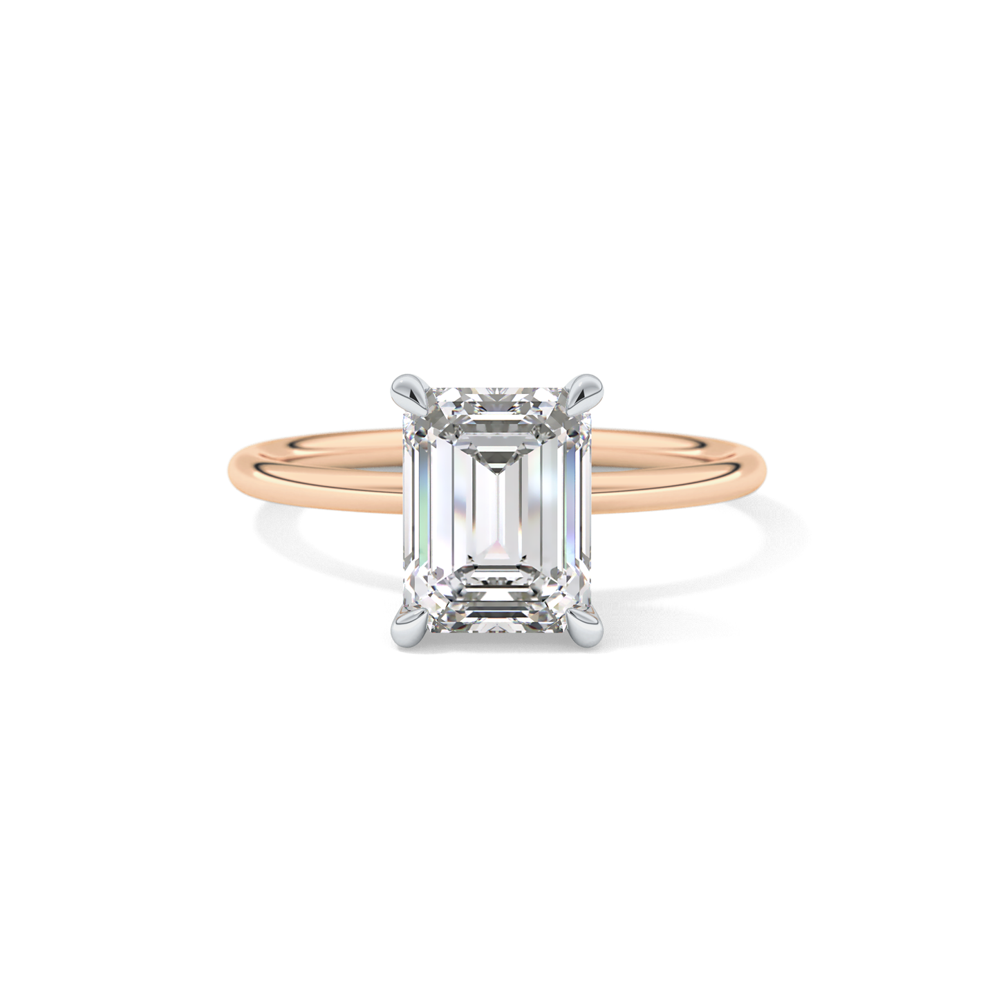 Emerald Solitaire Lab Grown Diamond Engagement Ring