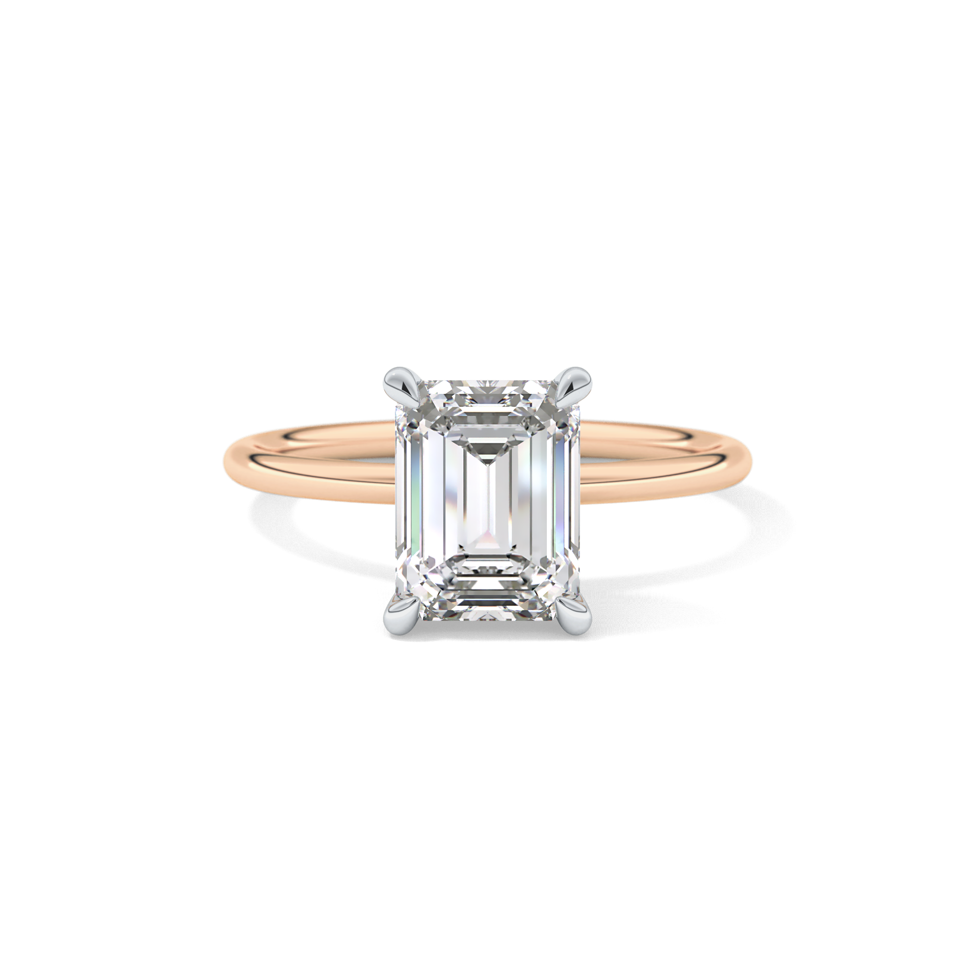 Emerald Solitaire Lab Grown Diamond Engagement Ring