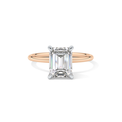 Emerald Solitaire Lab Grown Diamond Engagement Ring