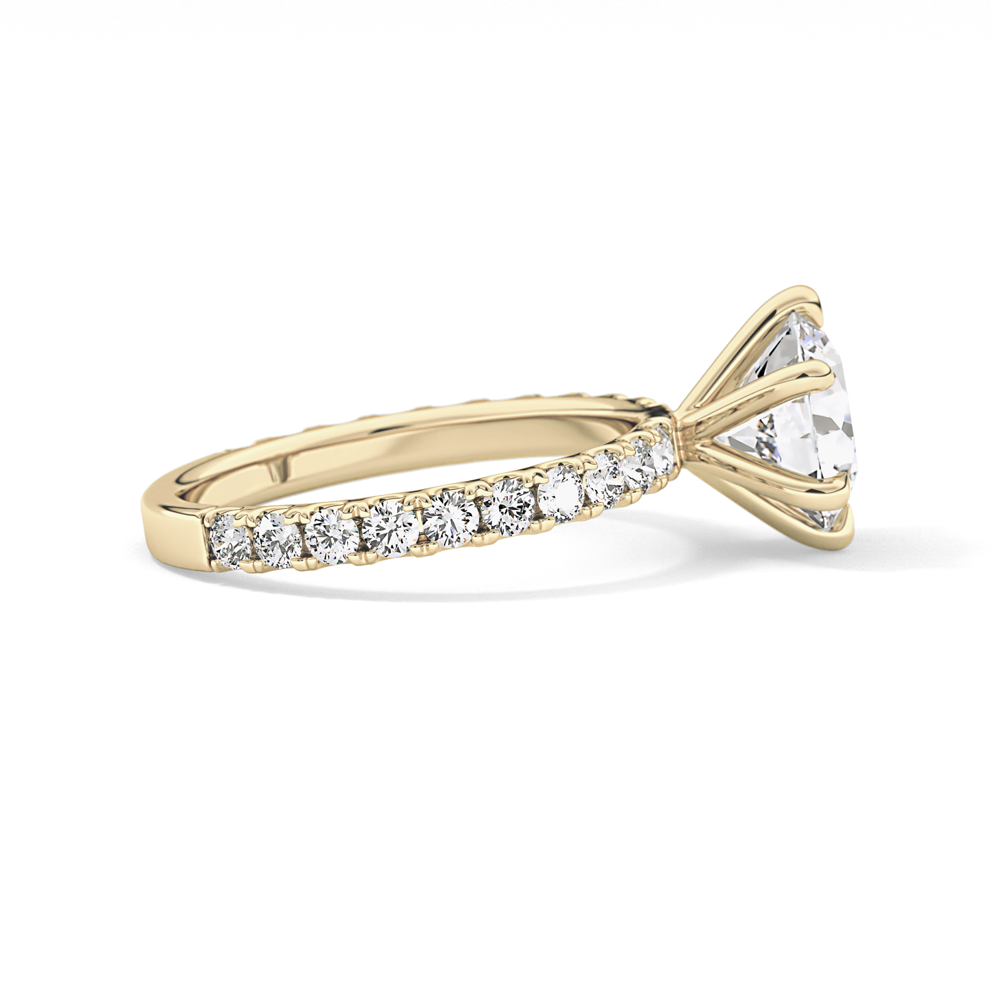 Round Pave Lab Grown Diamond Engagement Ring