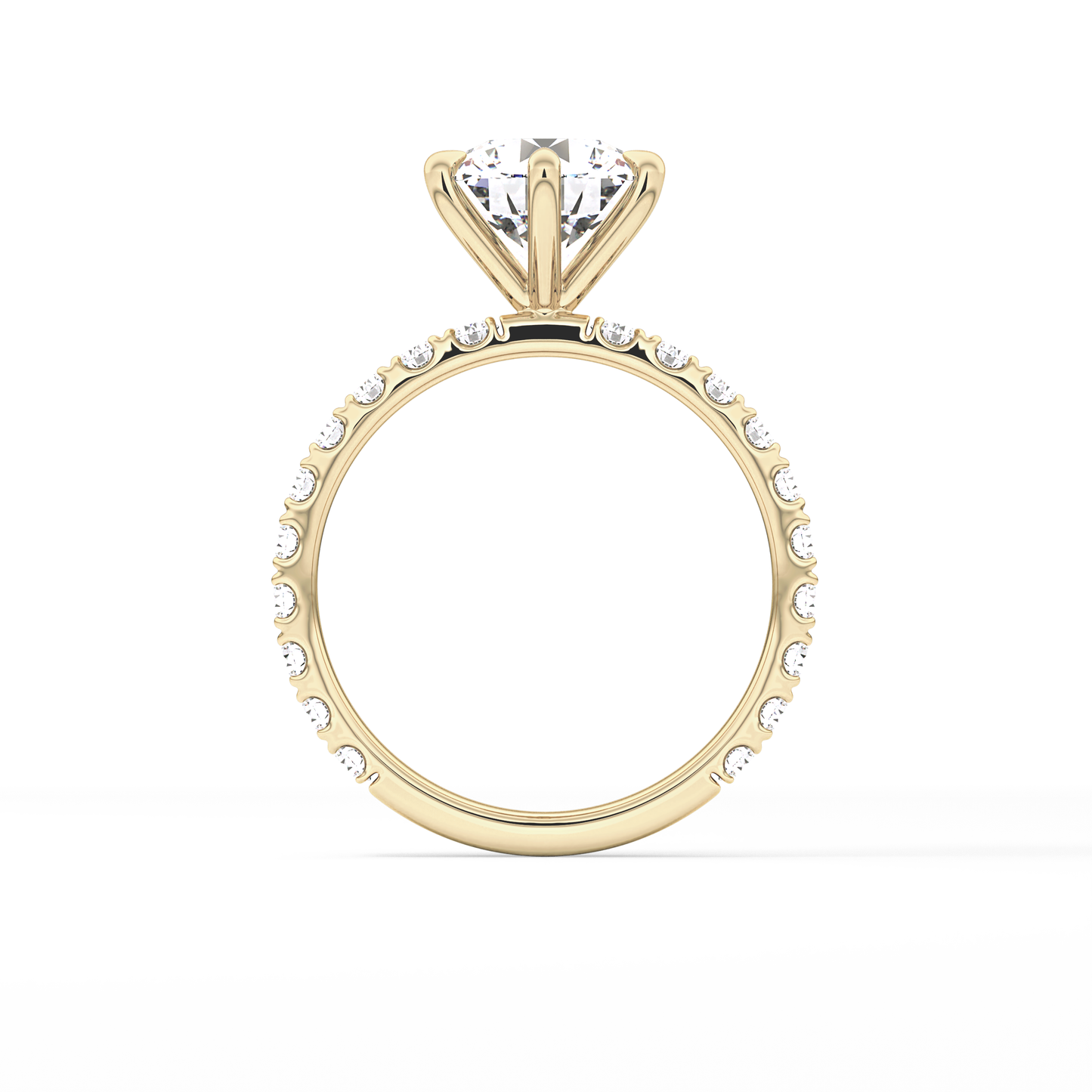Round Pave Lab Grown Diamond Engagement Ring