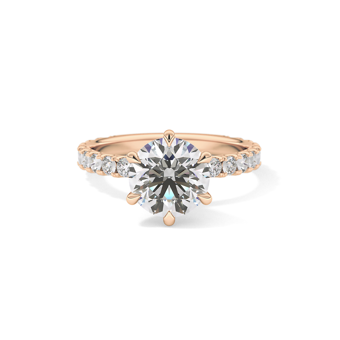 Round Pave Lab Grown Diamond Engagement Ring