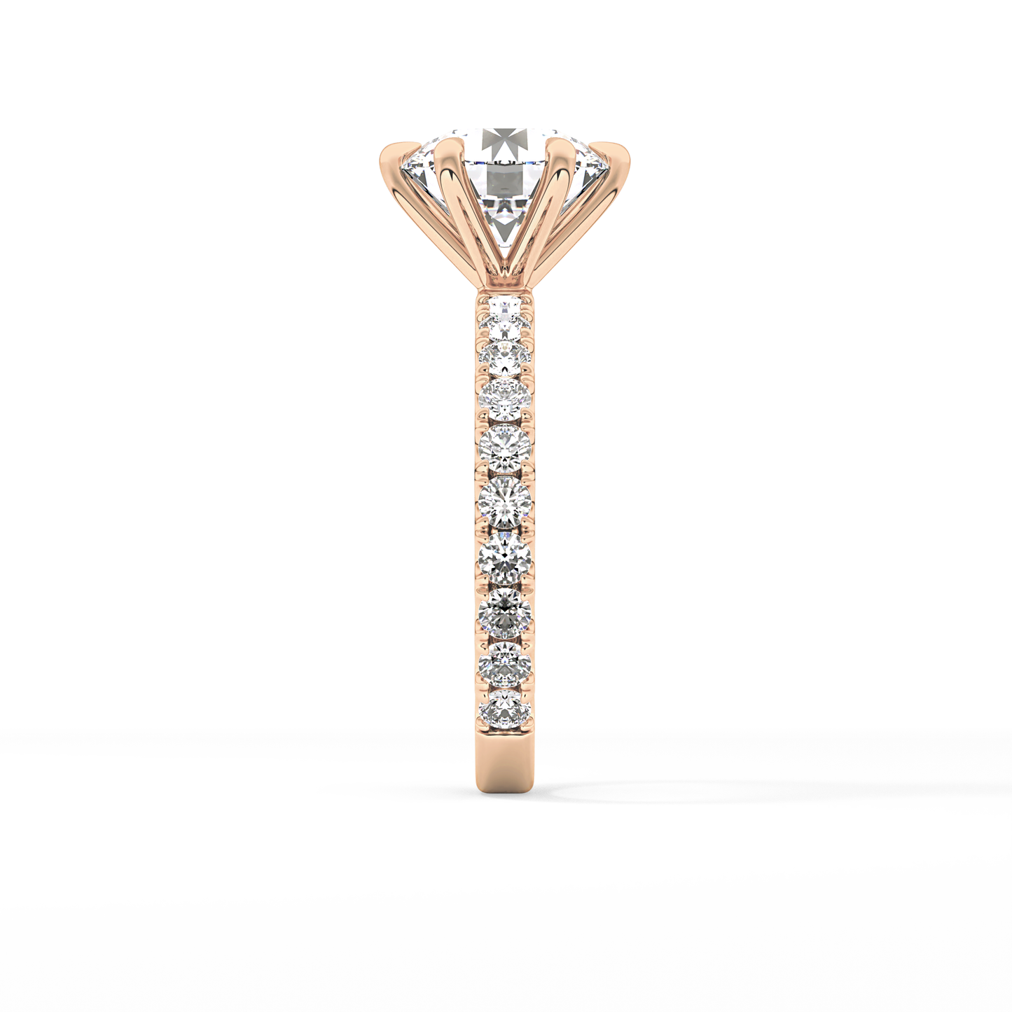Round Pave Lab Grown Diamond Engagement Ring