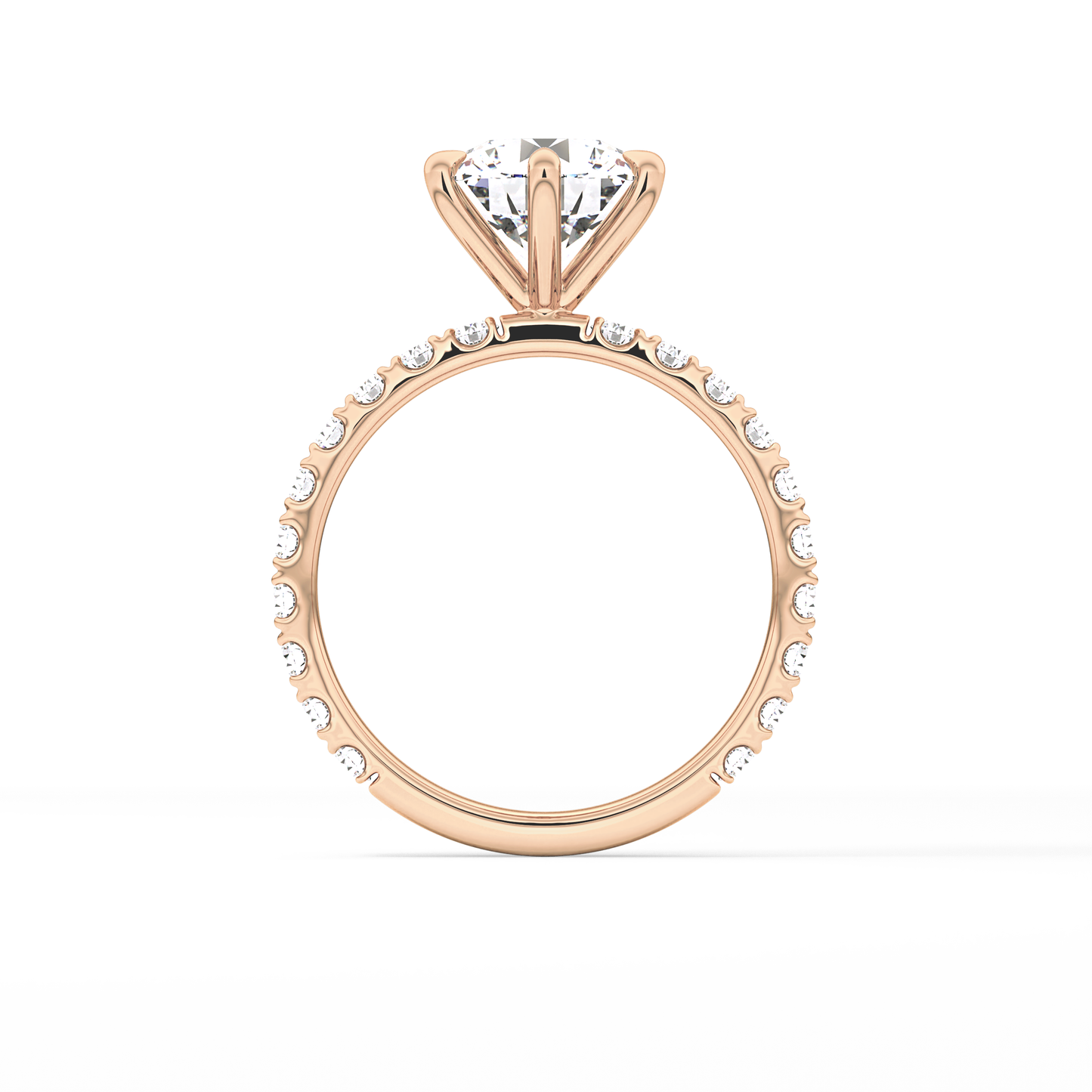 Round Pave Lab Grown Diamond Engagement Ring