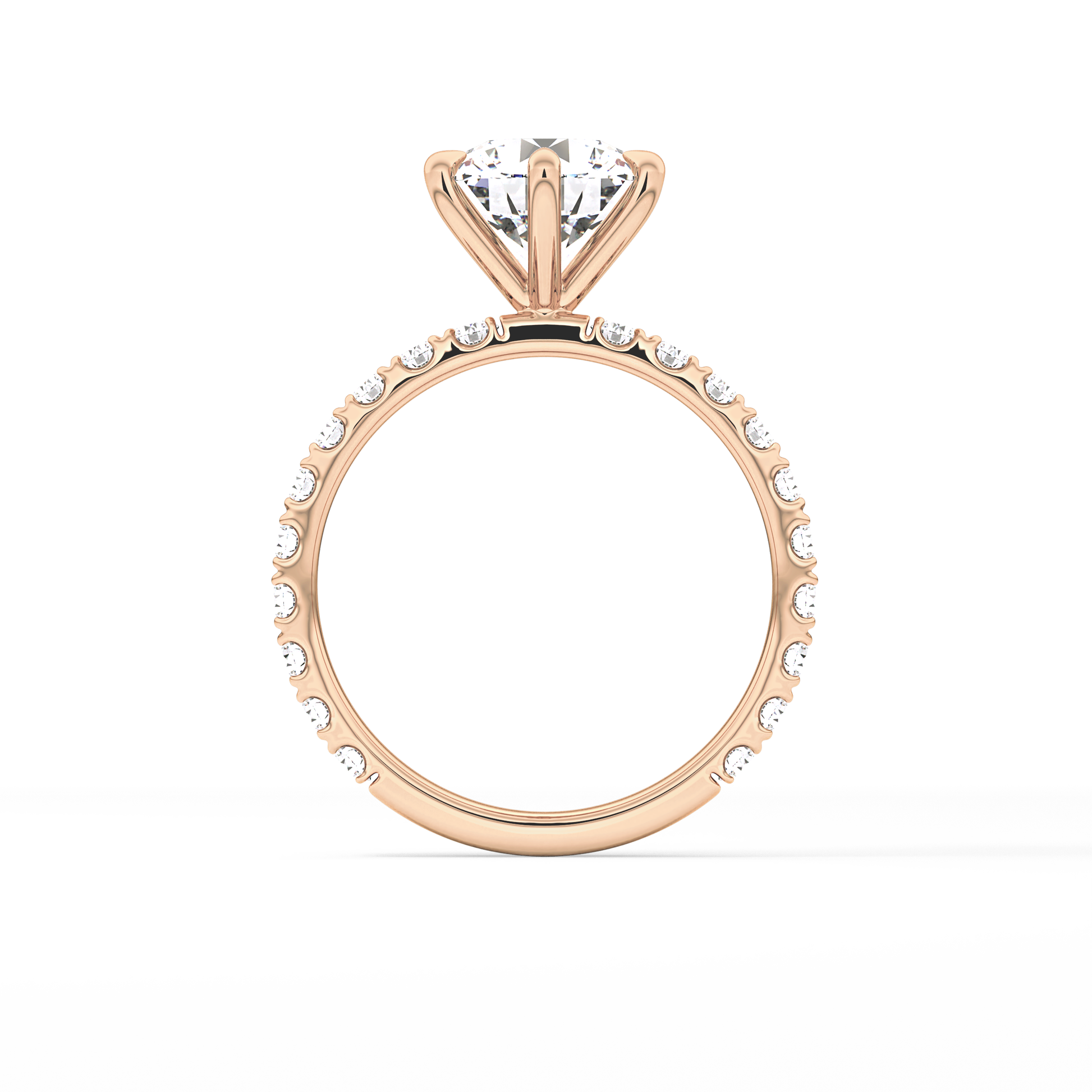 Round Pave Lab Grown Diamond Engagement Ring