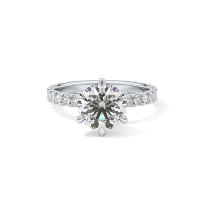 Round Pave Lab Grown Diamond Engagement Ring