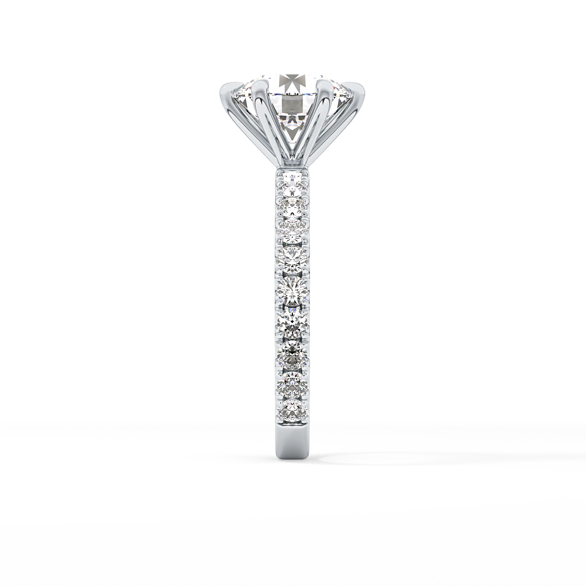 Round Pave Lab Grown Diamond Engagement Ring