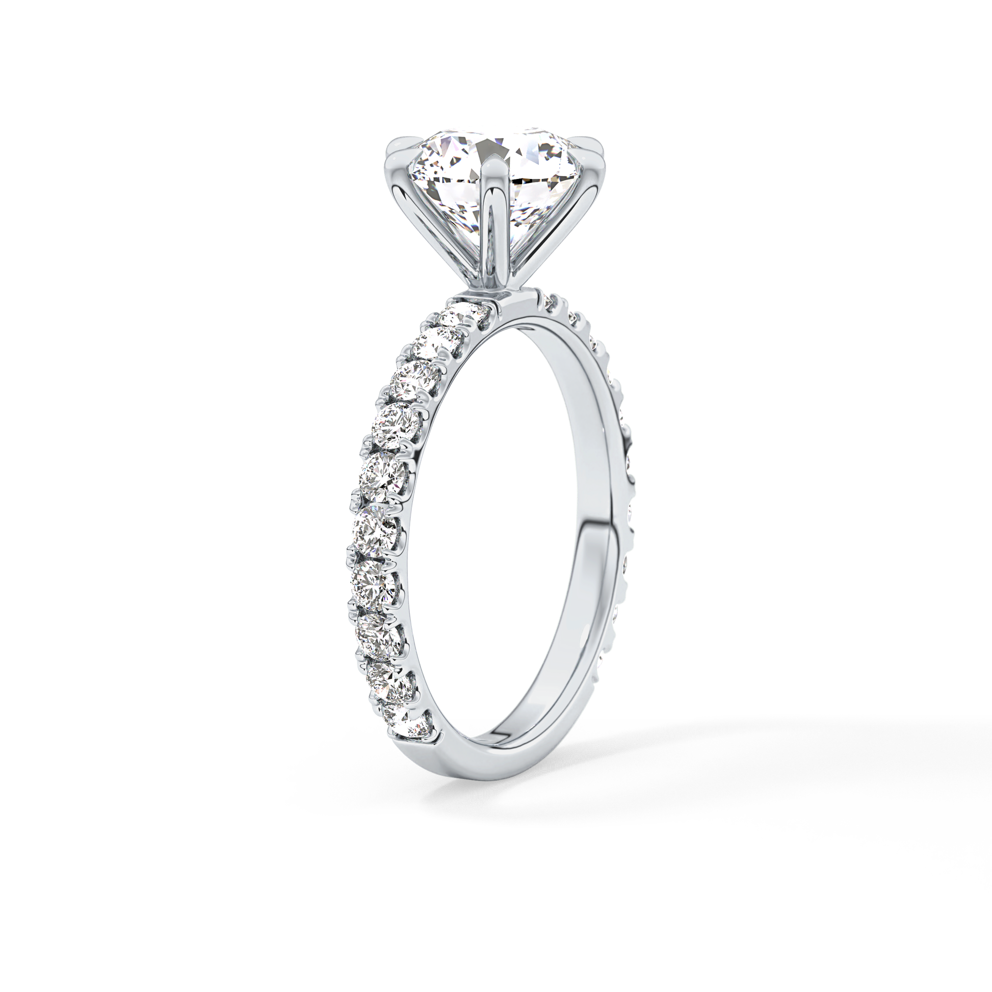 Round Pave Lab Grown Diamond Engagement Ring