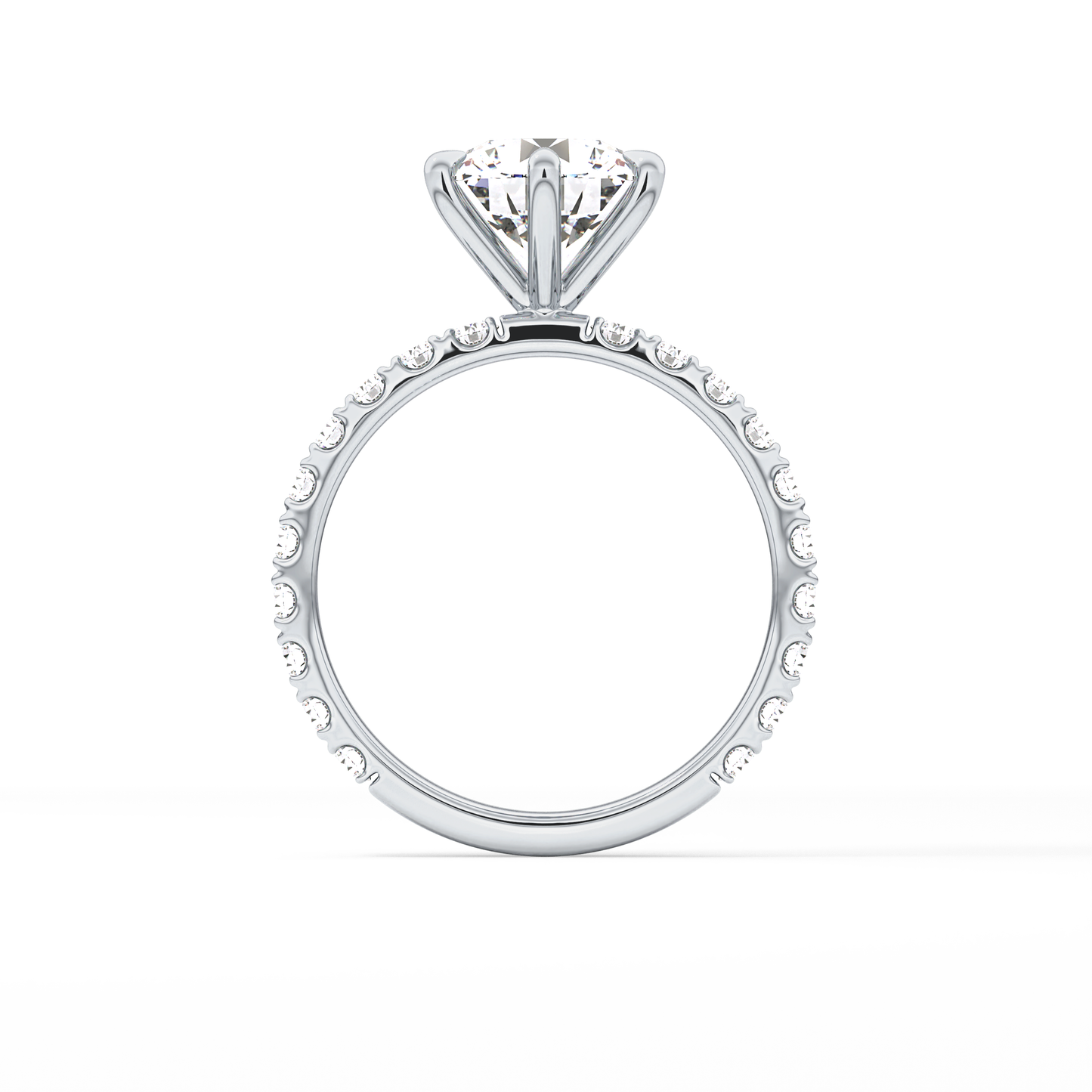 Round Pave Lab Grown Diamond Engagement Ring