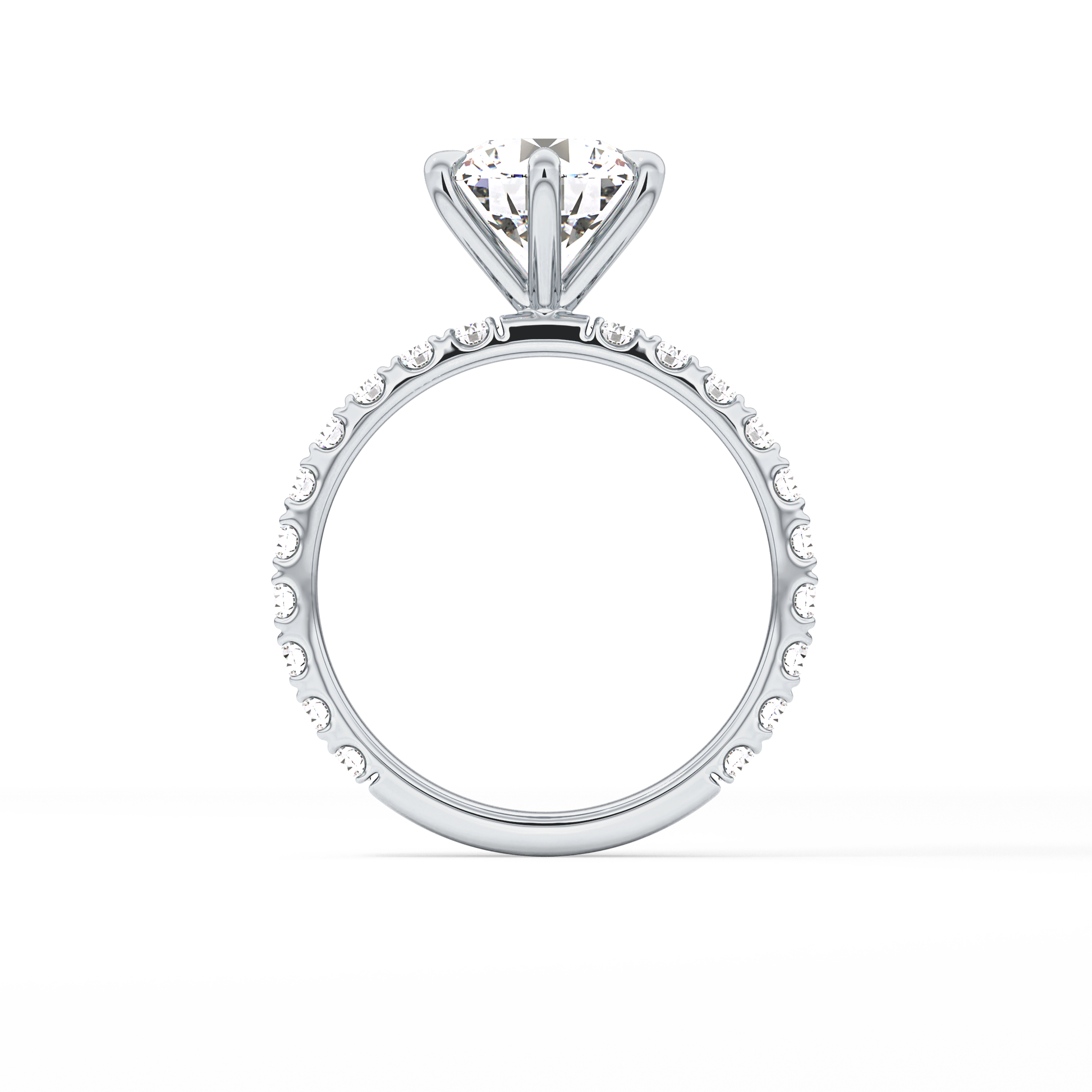 Round Pave Lab Grown Diamond Engagement Ring