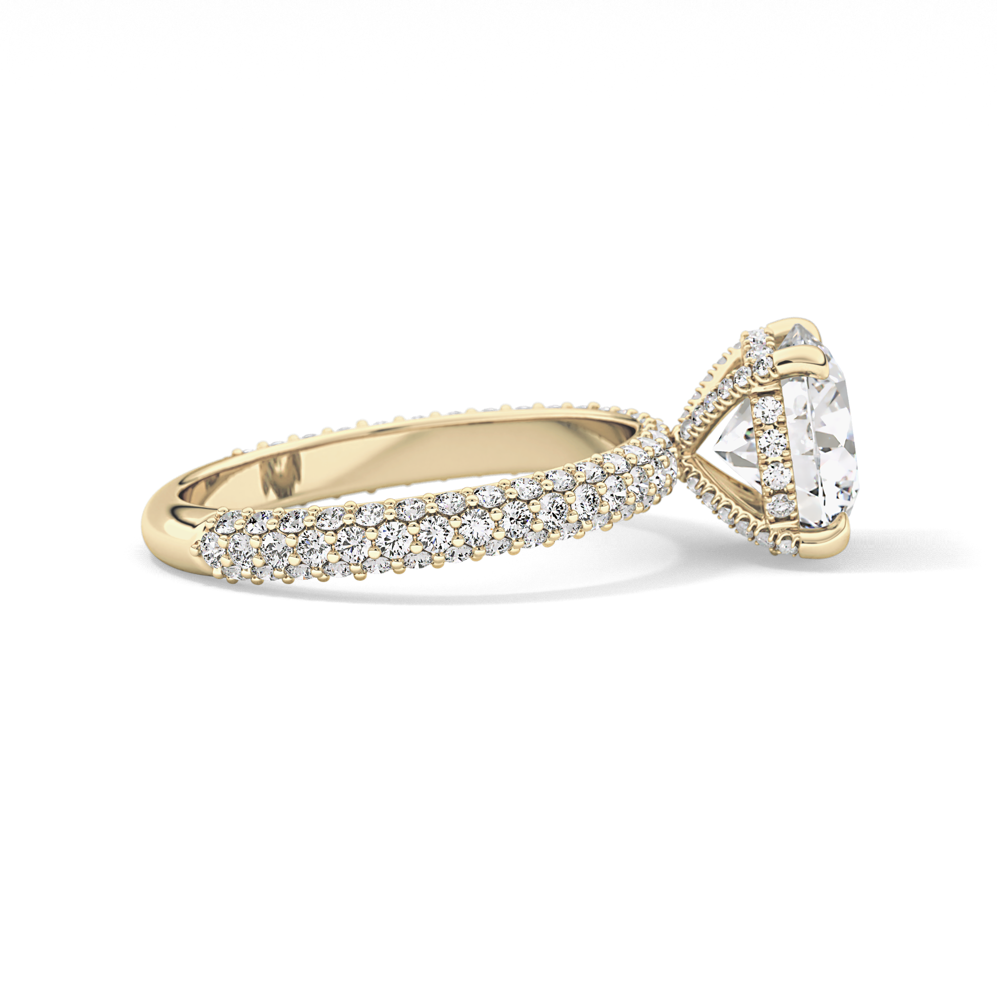 Round Pave Lab Grown Diamond Engagement Ring