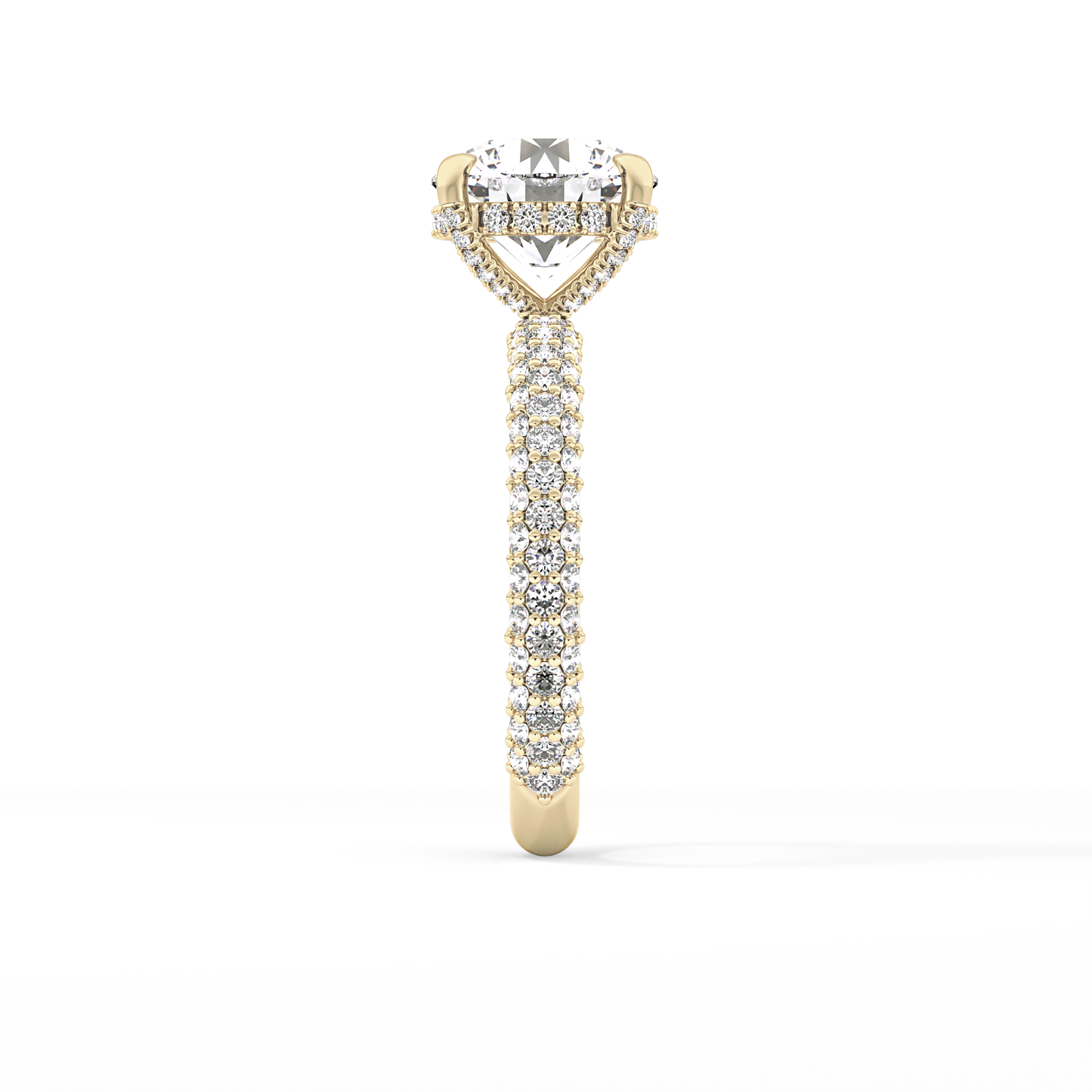 Round Pave Lab Grown Diamond Engagement Ring