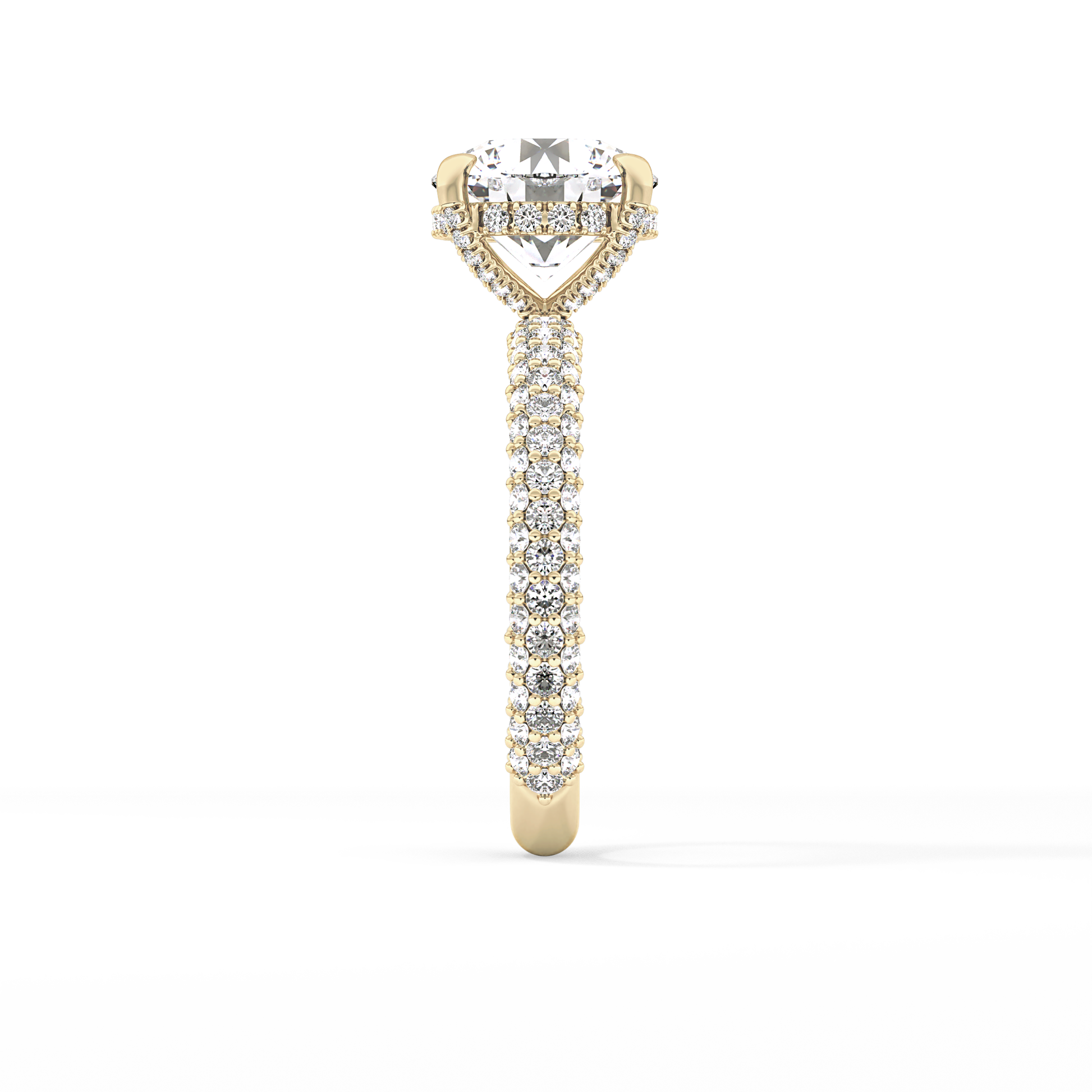 Round Pave Lab Grown Diamond Engagement Ring