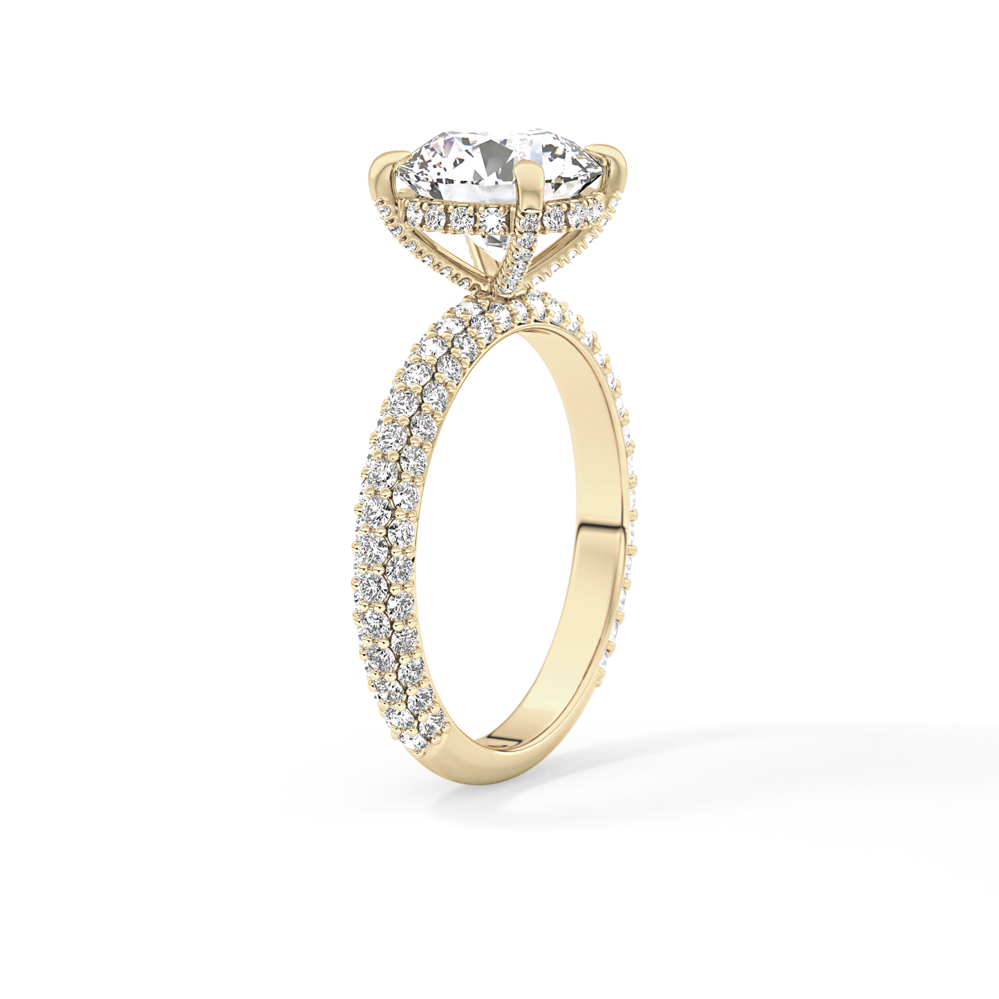 Round Pave Lab Grown Diamond Engagement Ring