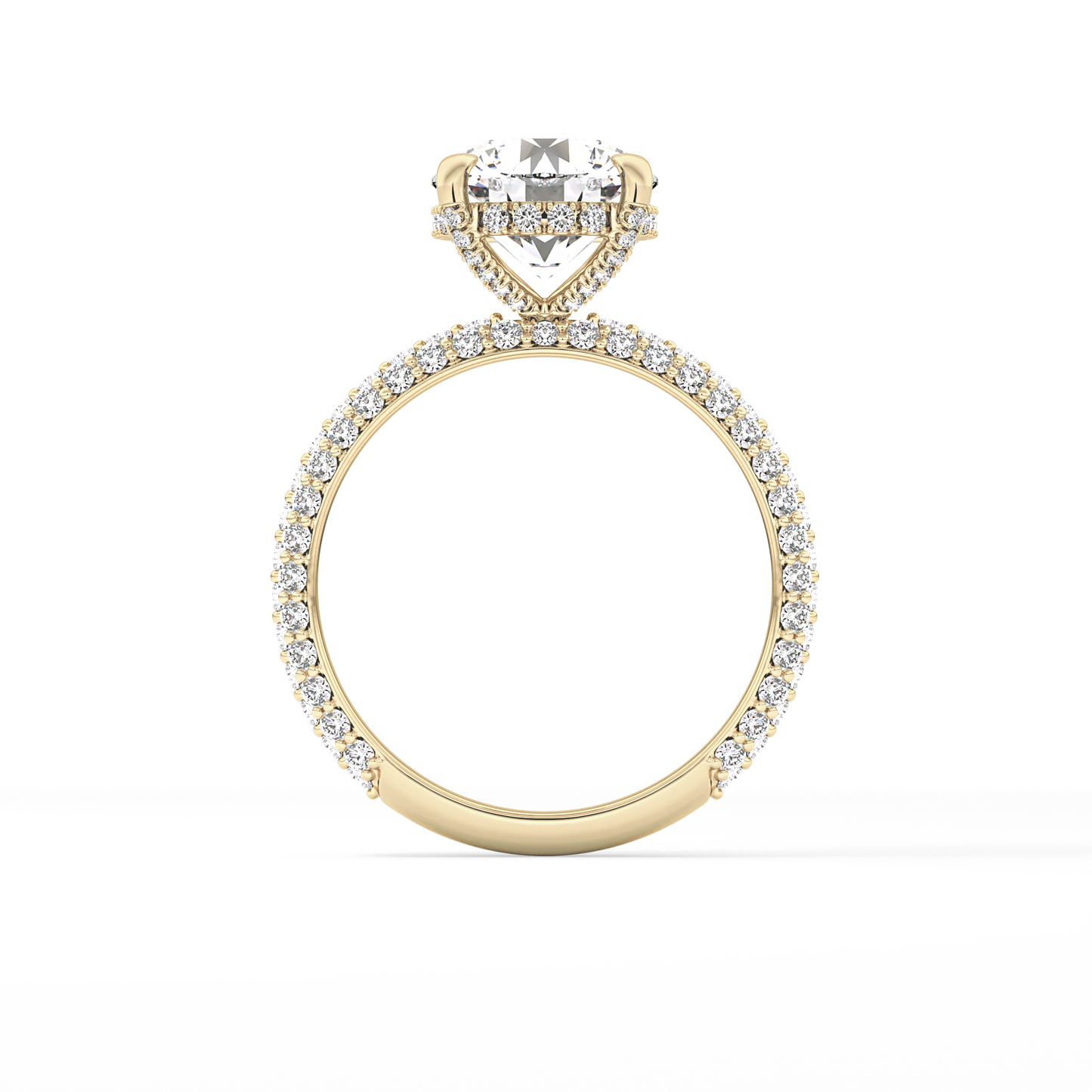 Round Pave Lab Grown Diamond Engagement Ring