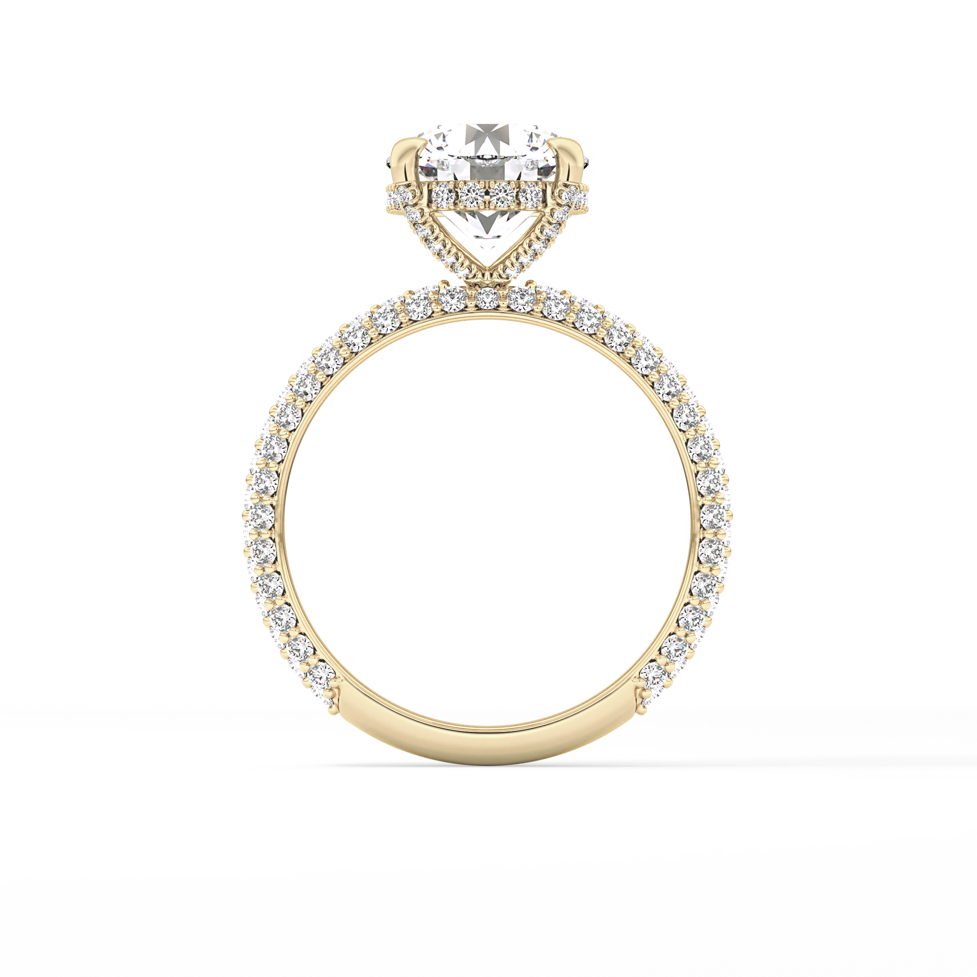 Round Pave Lab Grown Diamond Engagement Ring