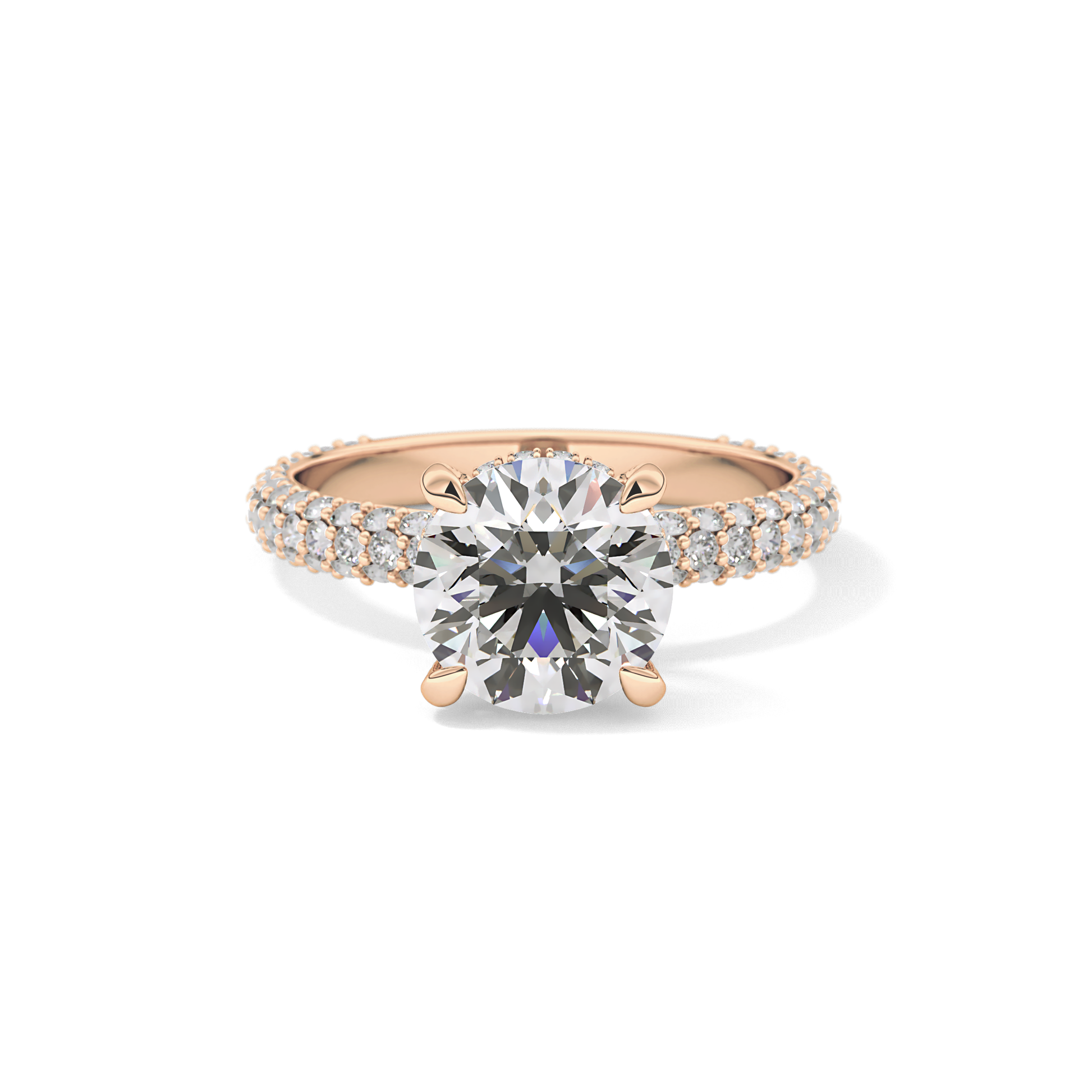 Round Pave Lab Grown Diamond Engagement Ring