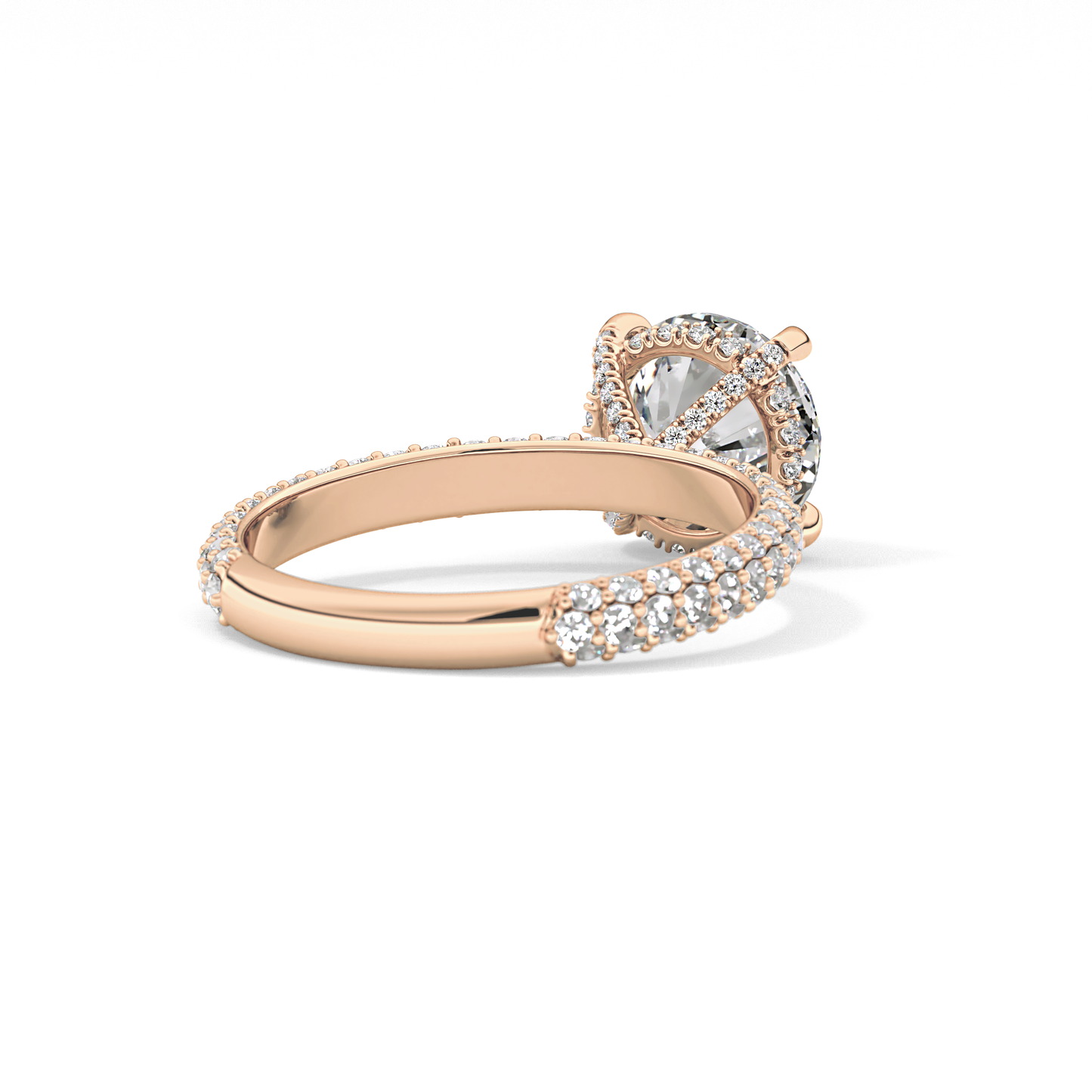 Round Pave Lab Grown Diamond Engagement Ring