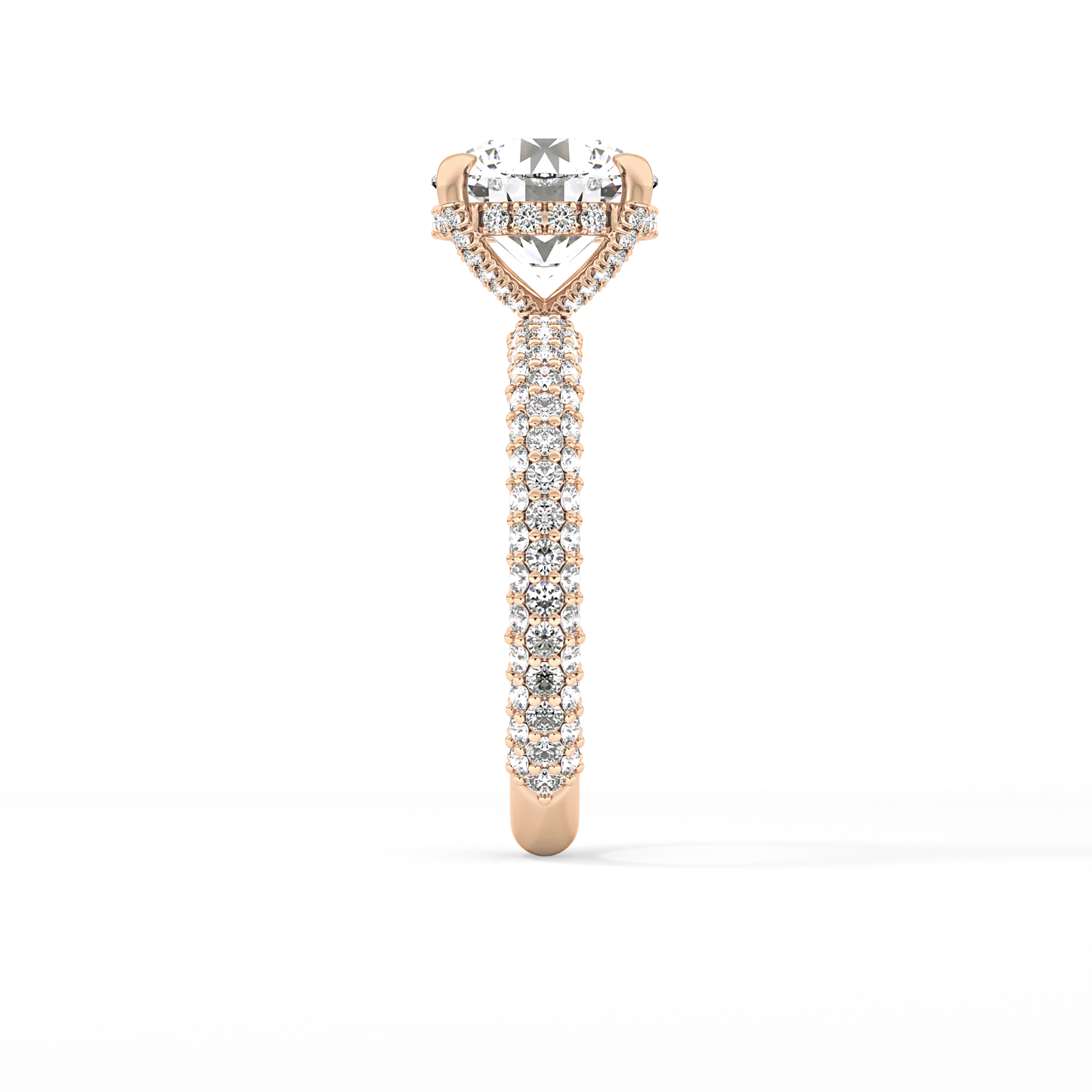 Round Pave Lab Grown Diamond Engagement Ring