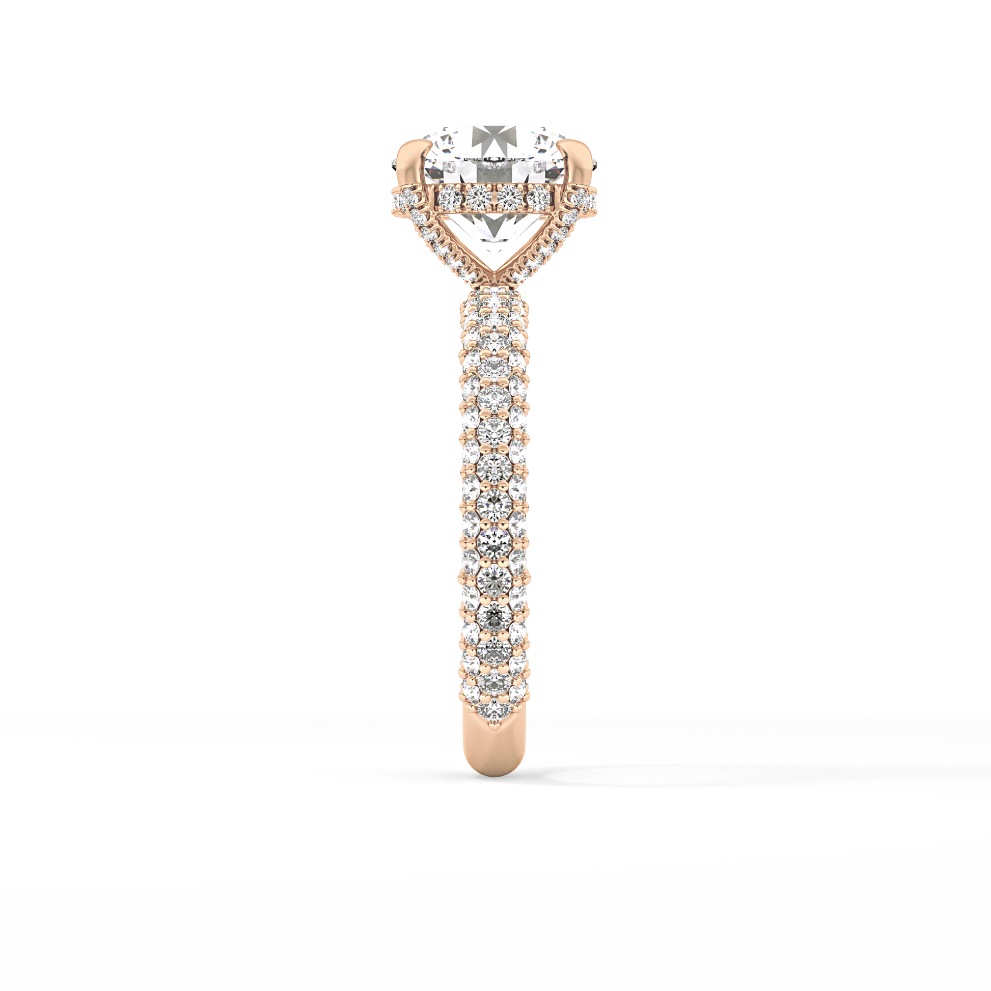 Round Pave Lab Grown Diamond Engagement Ring