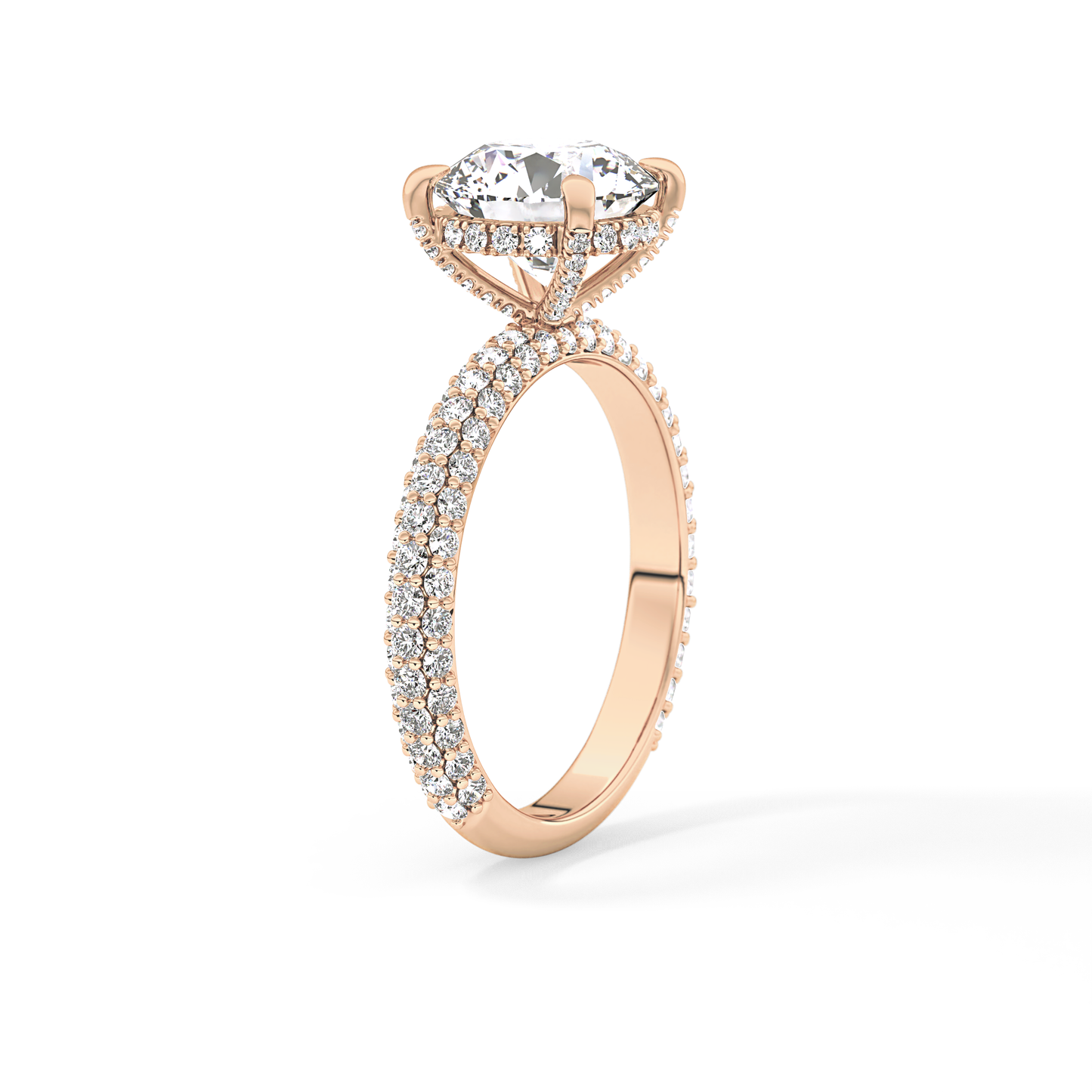 Round Pave Lab Grown Diamond Engagement Ring