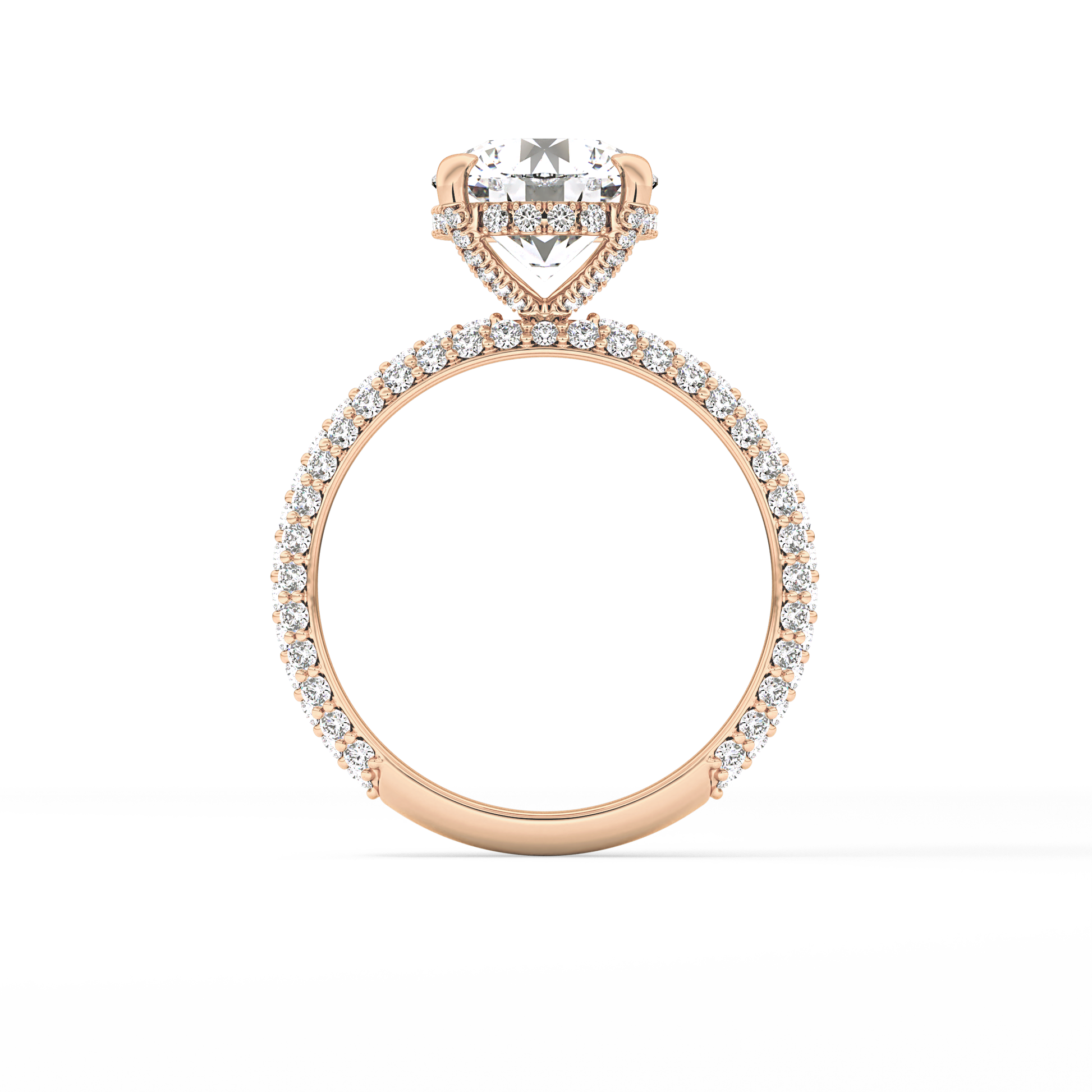 Round Pave Lab Grown Diamond Engagement Ring