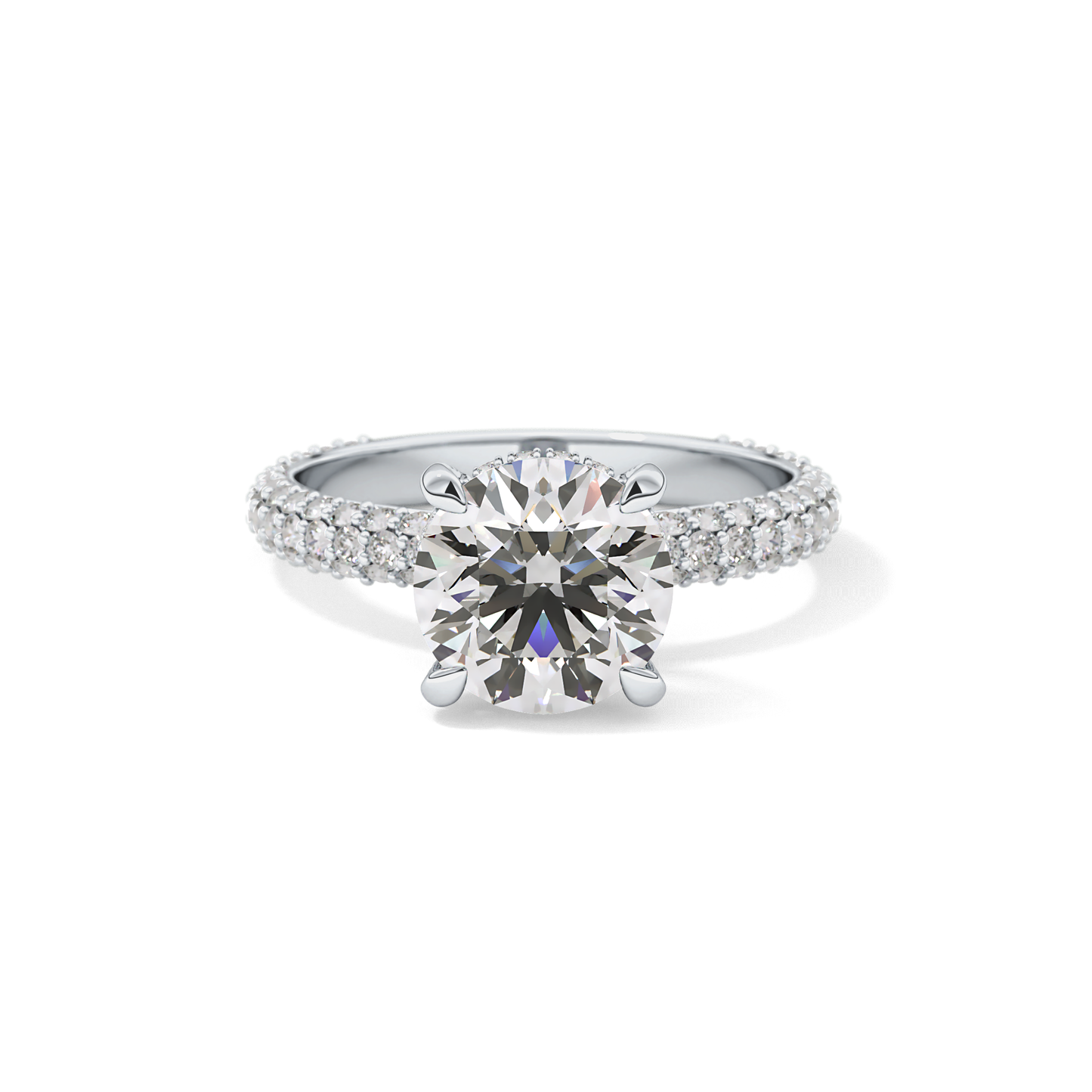 Round Pave Lab Grown Diamond Engagement Ring
