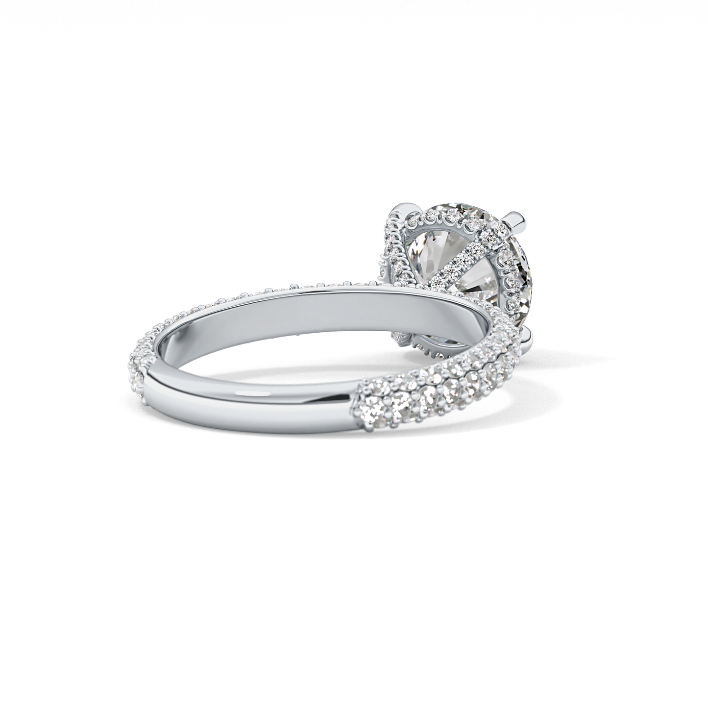 Round Pave Lab Grown Diamond Engagement Ring