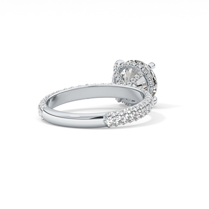 Round Pave Lab Grown Diamond Engagement Ring