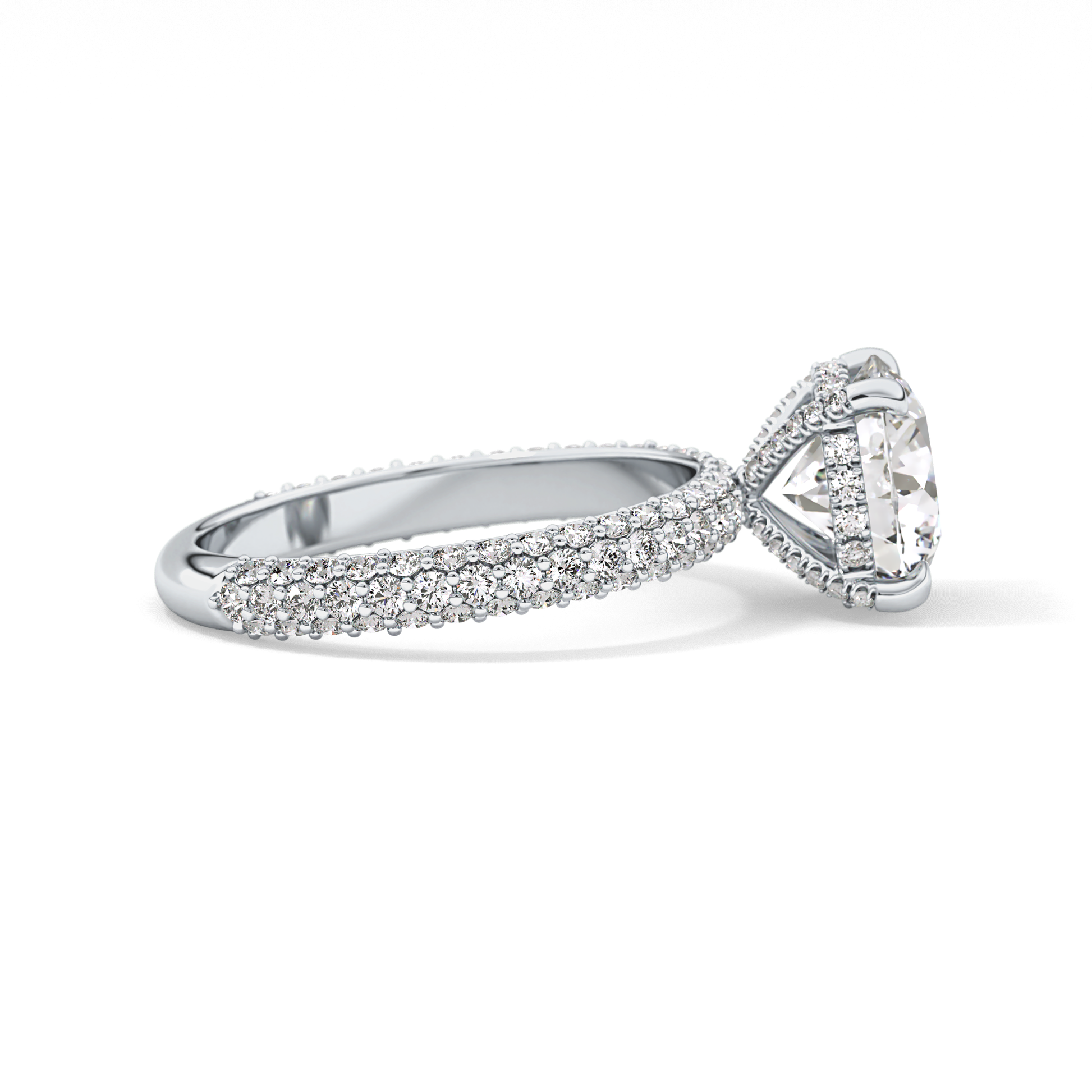 Round Pave Lab Grown Diamond Engagement Ring