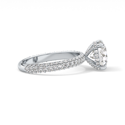 Round Pave Lab Grown Diamond Engagement Ring