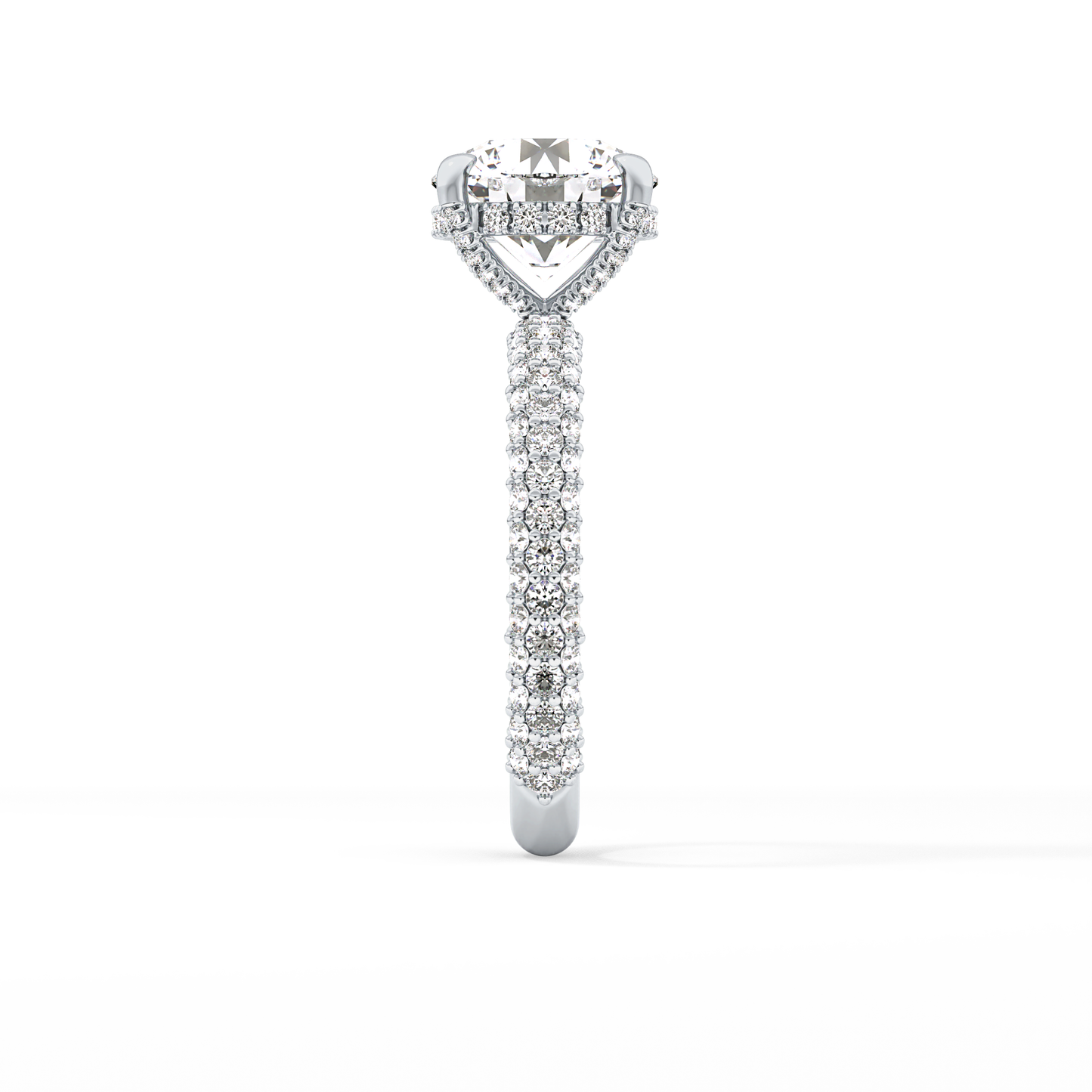 Round Pave Lab Grown Diamond Engagement Ring