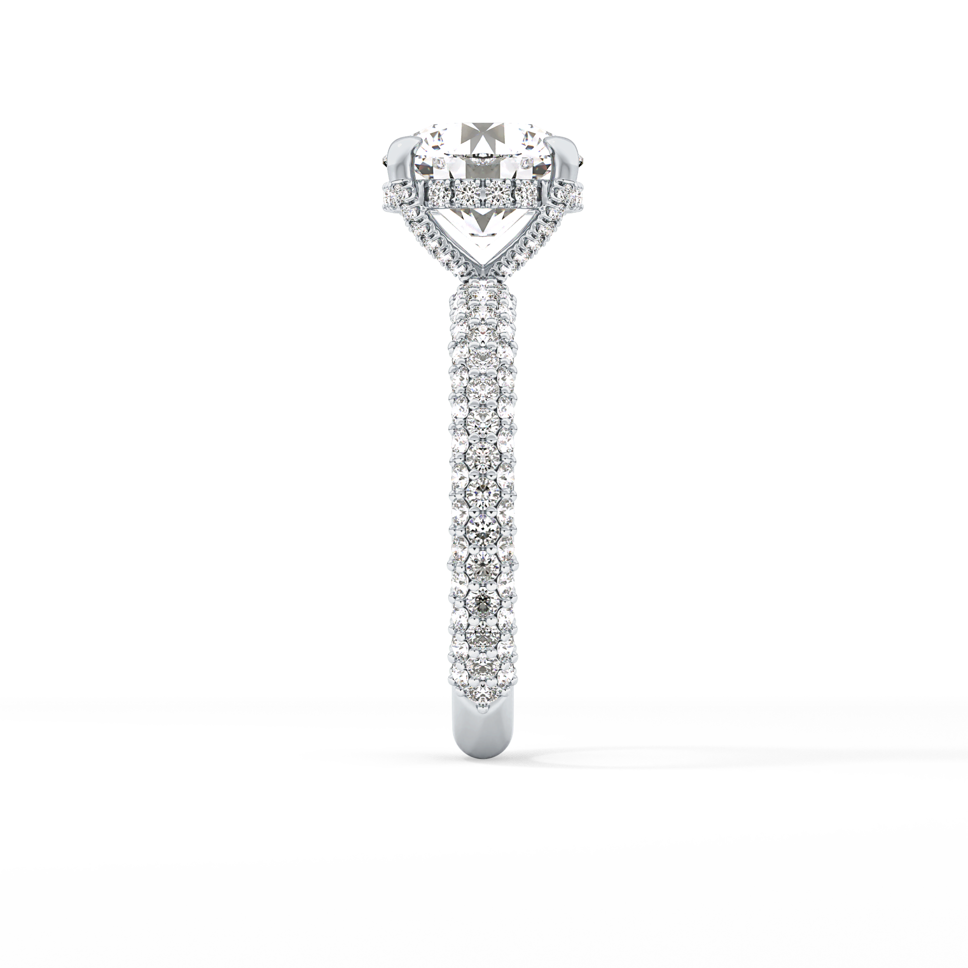 Round Pave Lab Grown Diamond Engagement Ring