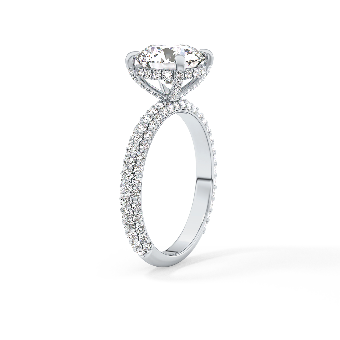 Round Pave Lab Grown Diamond Engagement Ring