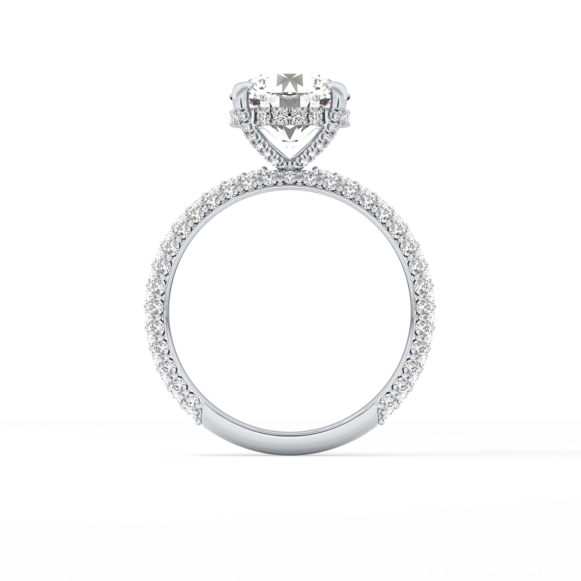 Round Pave Lab Grown Diamond Engagement Ring