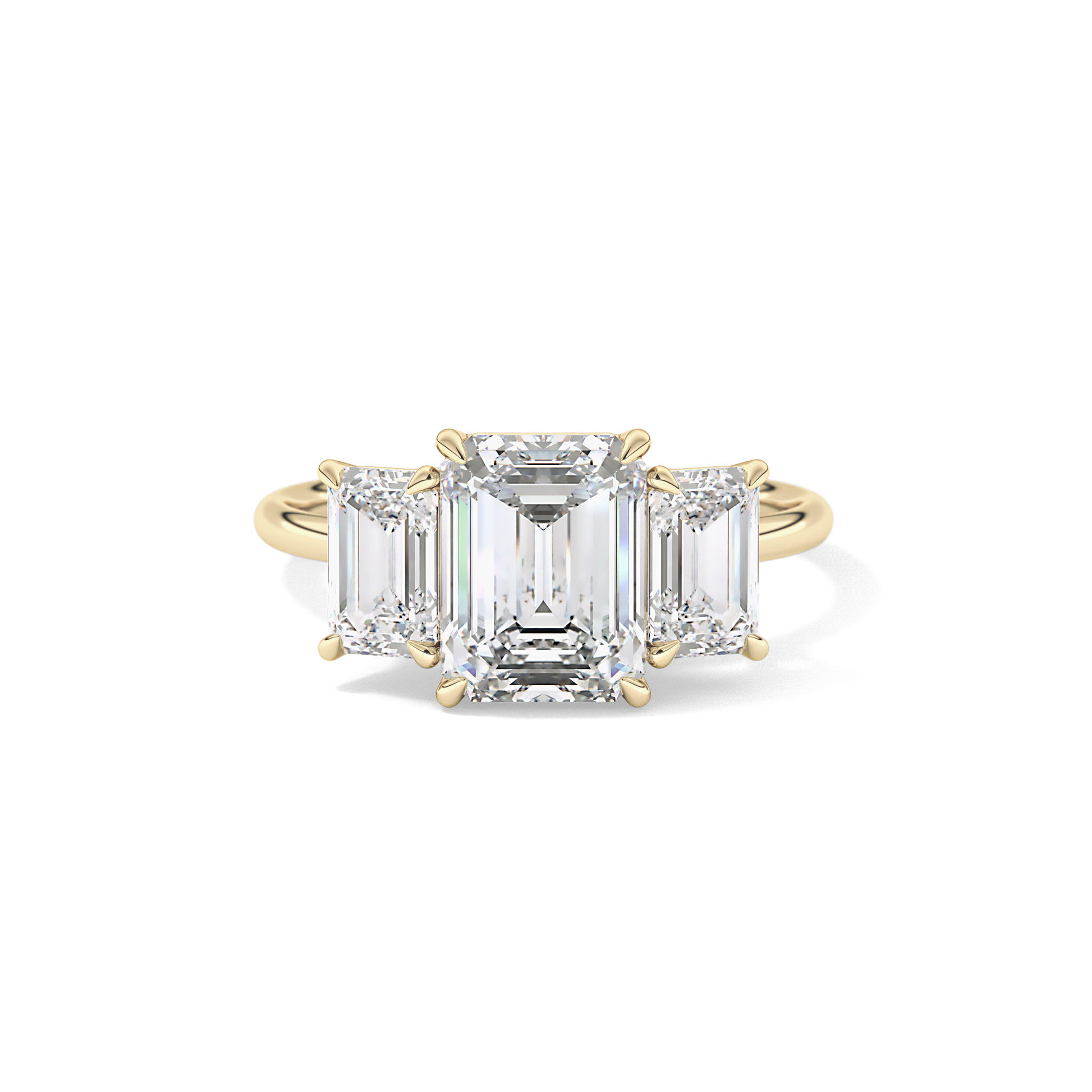 Emerald Three Stone Lab Grown Diamond Engagement Ring