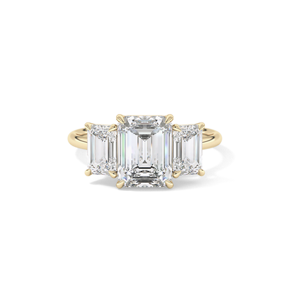 Emerald Three Stone Lab Grown Diamond Engagement Ring