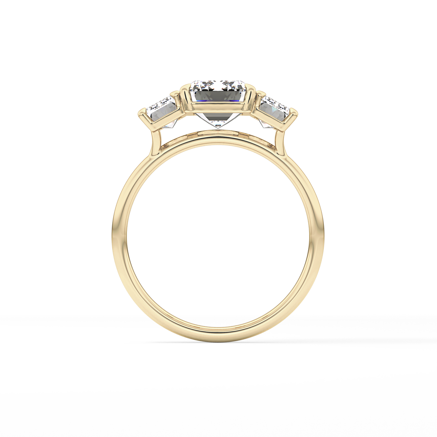Emerald Three Stone Lab Grown Diamond Engagement Ring