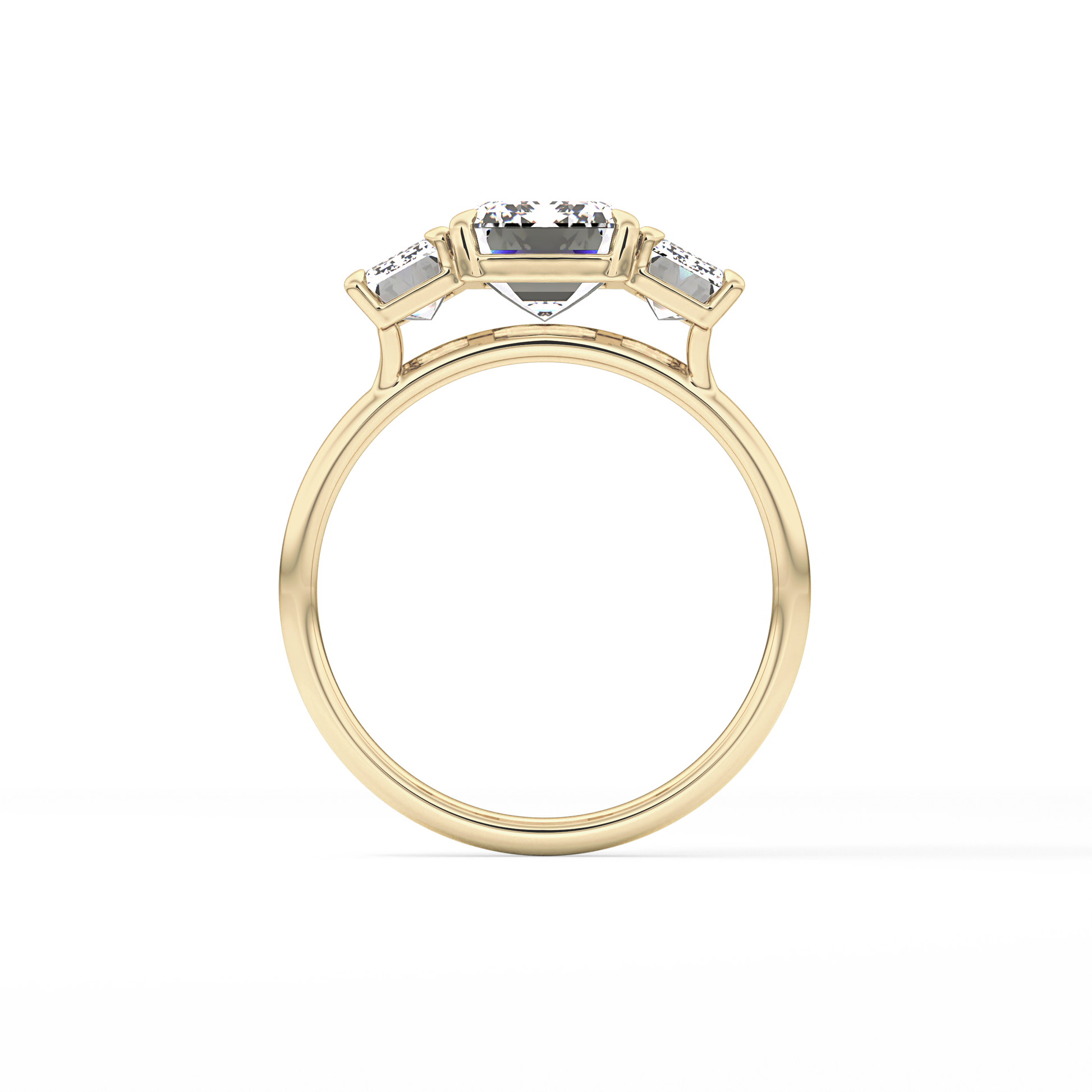 Emerald Three Stone Lab Grown Diamond Engagement Ring