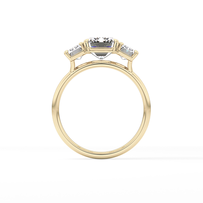 Emerald Three Stone Lab Grown Diamond Engagement Ring