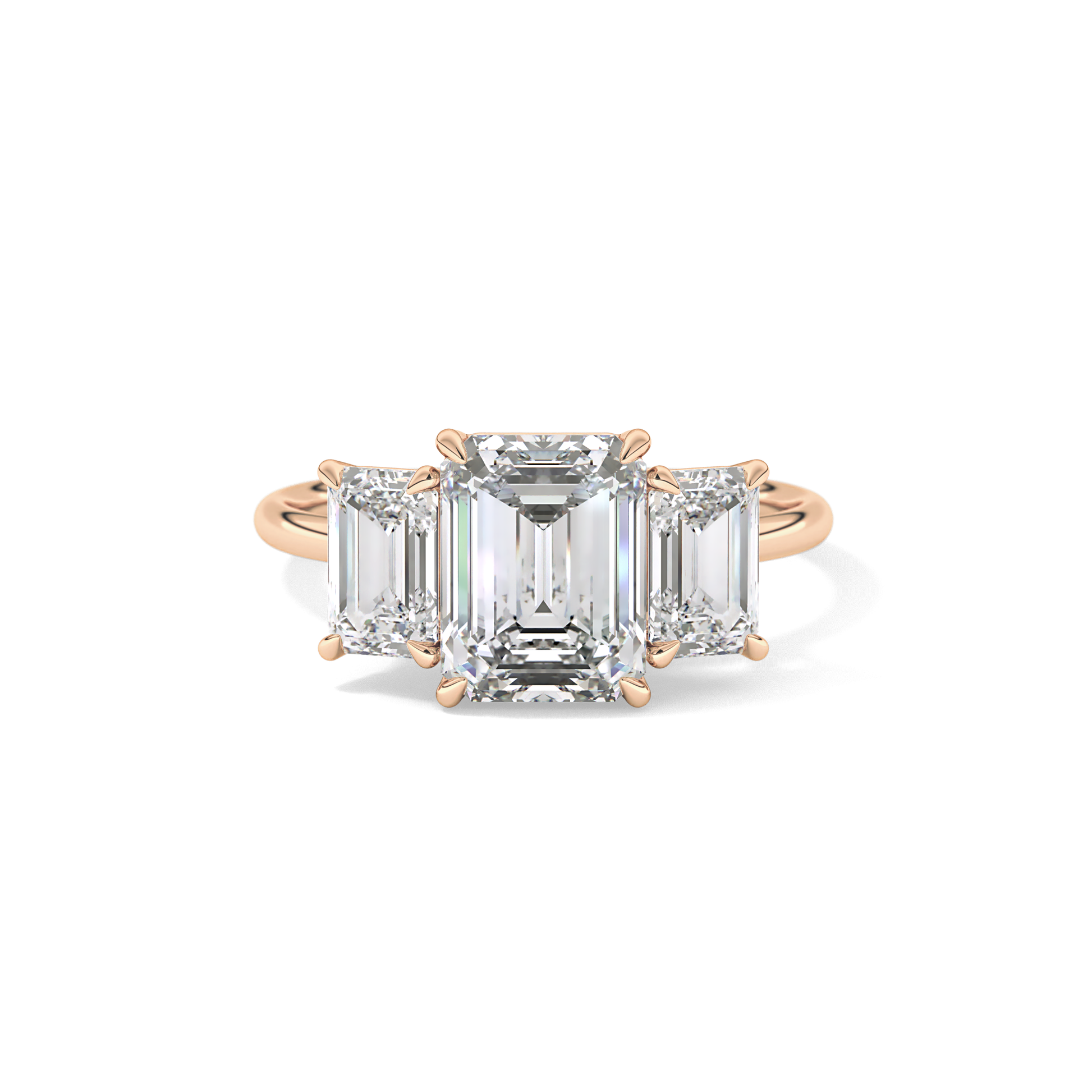 Emerald Three Stone Lab Grown Diamond Engagement Ring