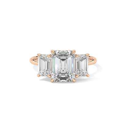 Emerald Three Stone Lab Grown Diamond Engagement Ring
