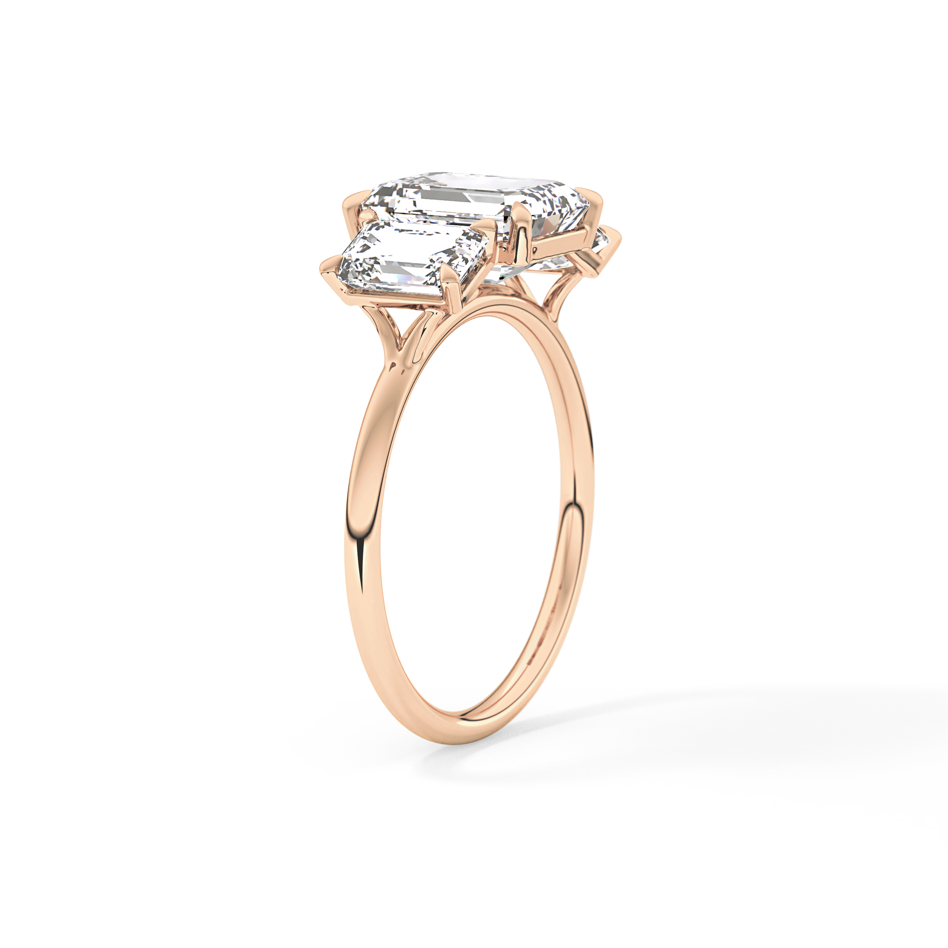 Emerald Three Stone Lab Grown Diamond Engagement Ring