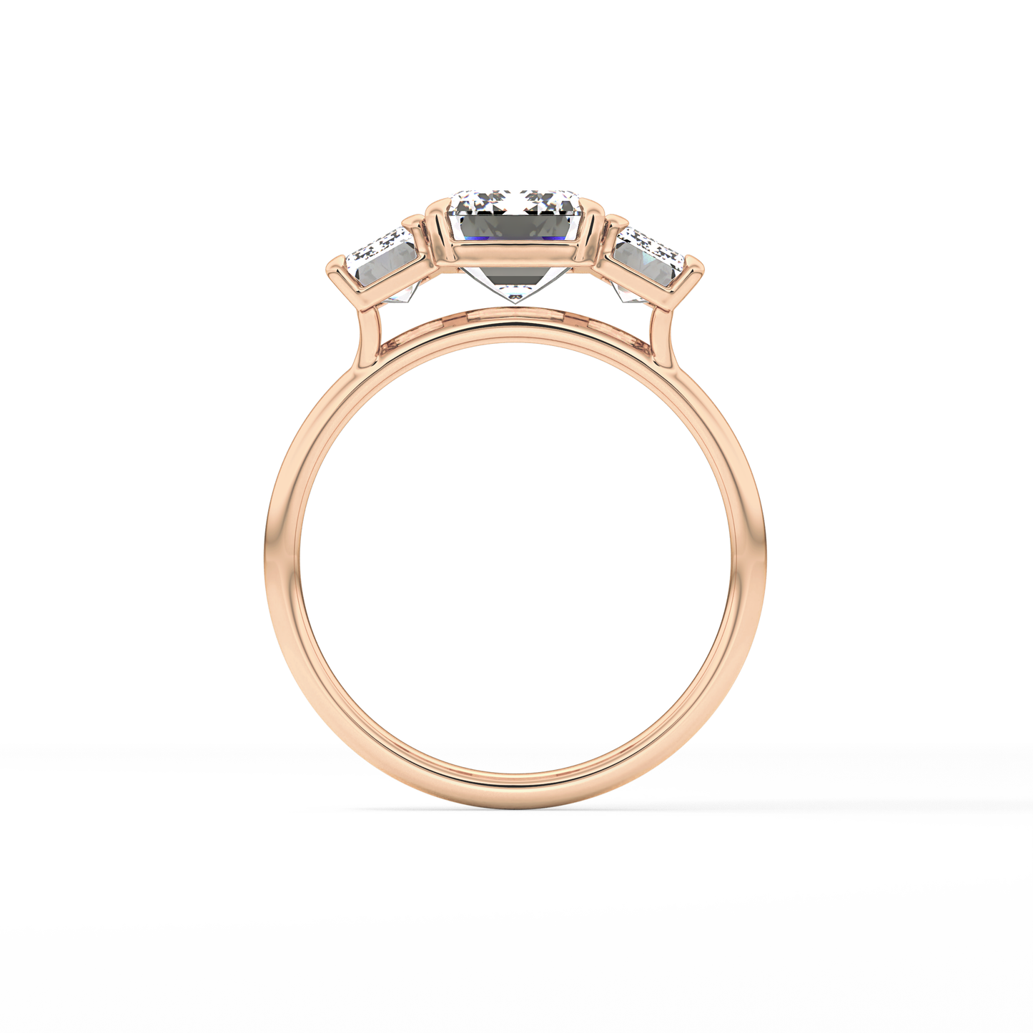 Emerald Three Stone Lab Grown Diamond Engagement Ring