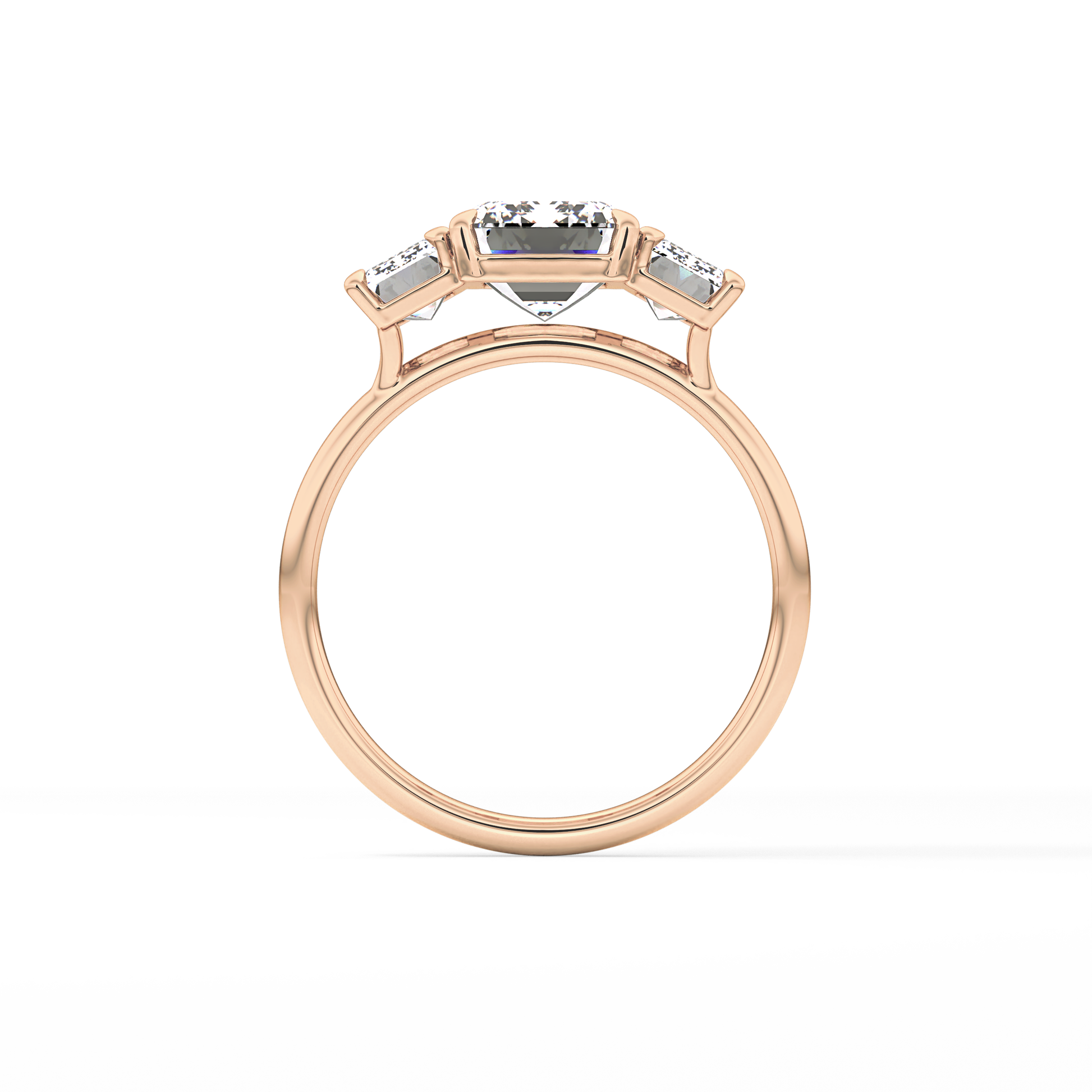 Emerald Three Stone Lab Grown Diamond Engagement Ring
