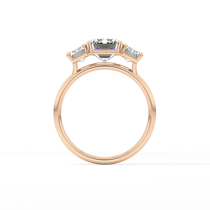 Emerald Three Stone Lab Grown Diamond Engagement Ring