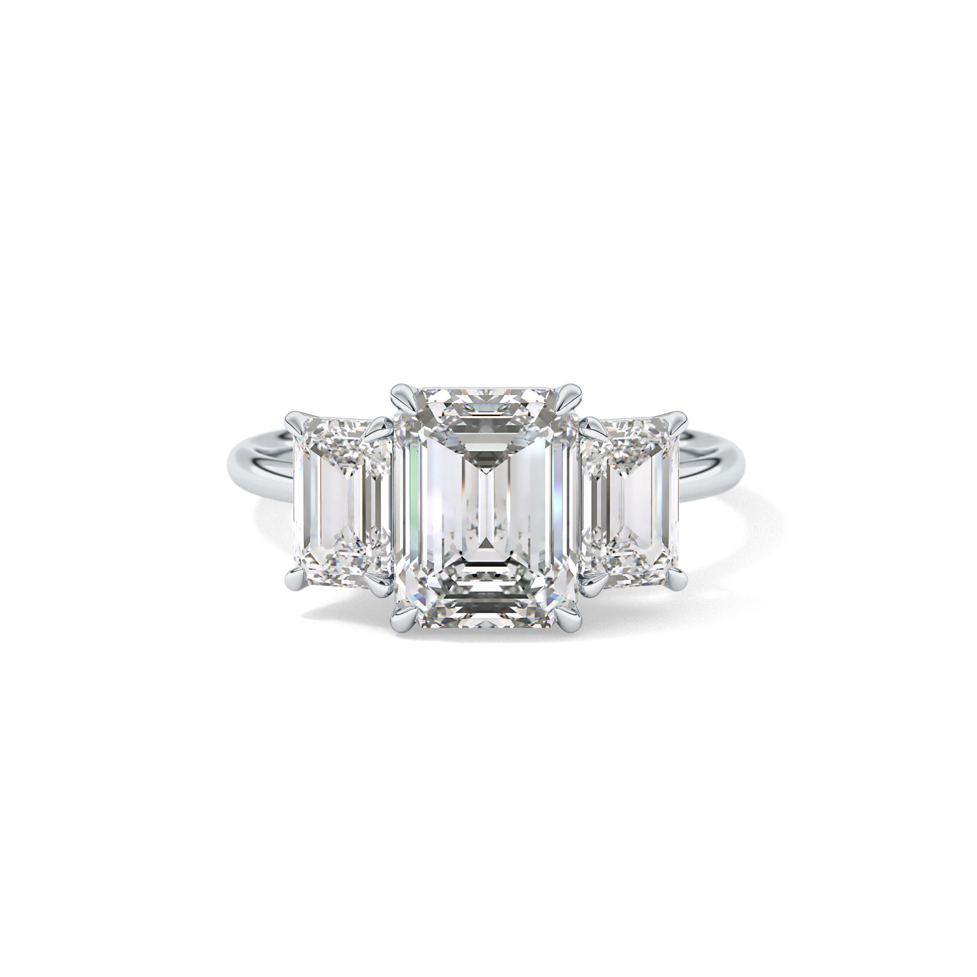 Emerald Three Stone Lab Grown Diamond Engagement Ring