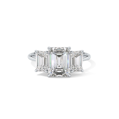 Emerald Three Stone Lab Grown Diamond Engagement Ring