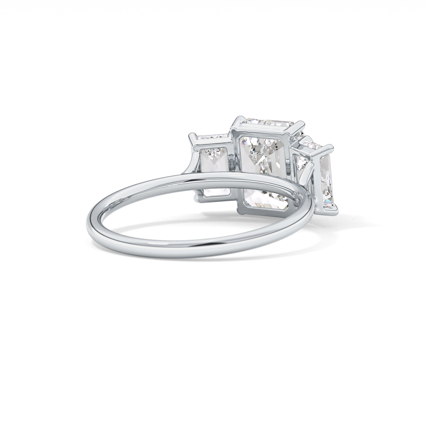 Emerald Three Stone Lab Grown Diamond Engagement Ring