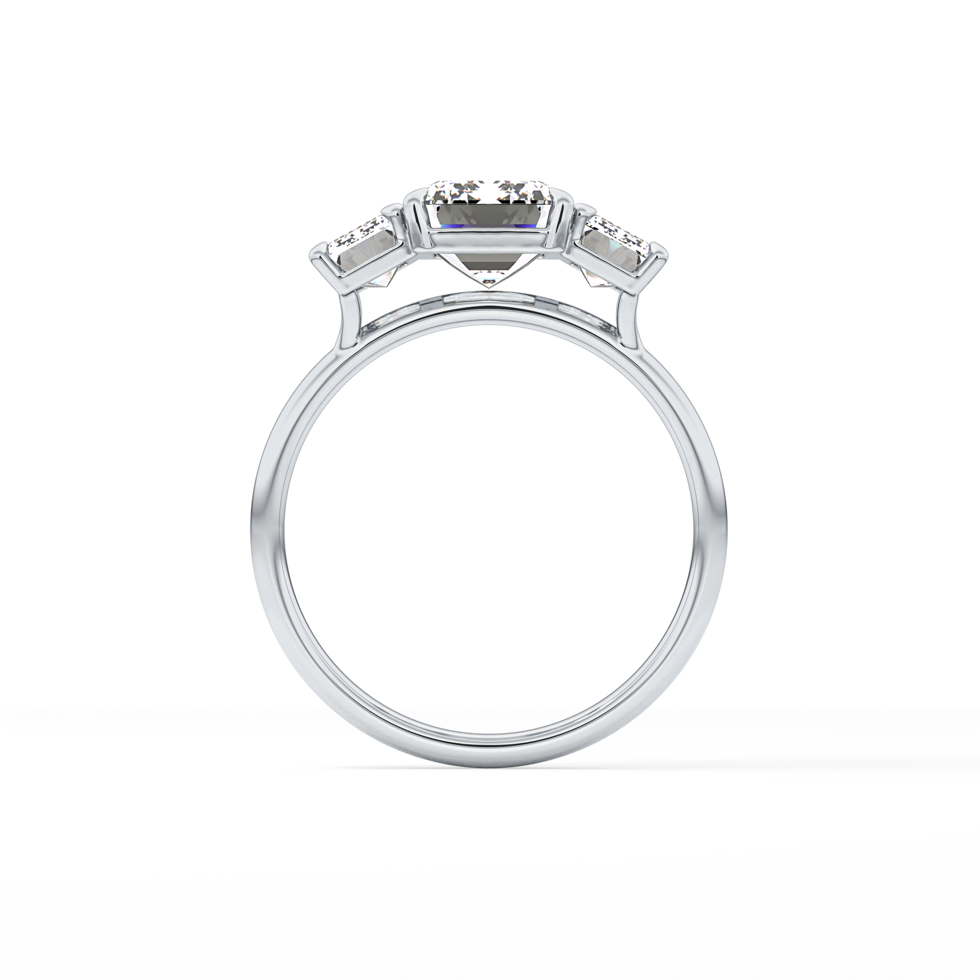 Emerald Three Stone Lab Grown Diamond Engagement Ring